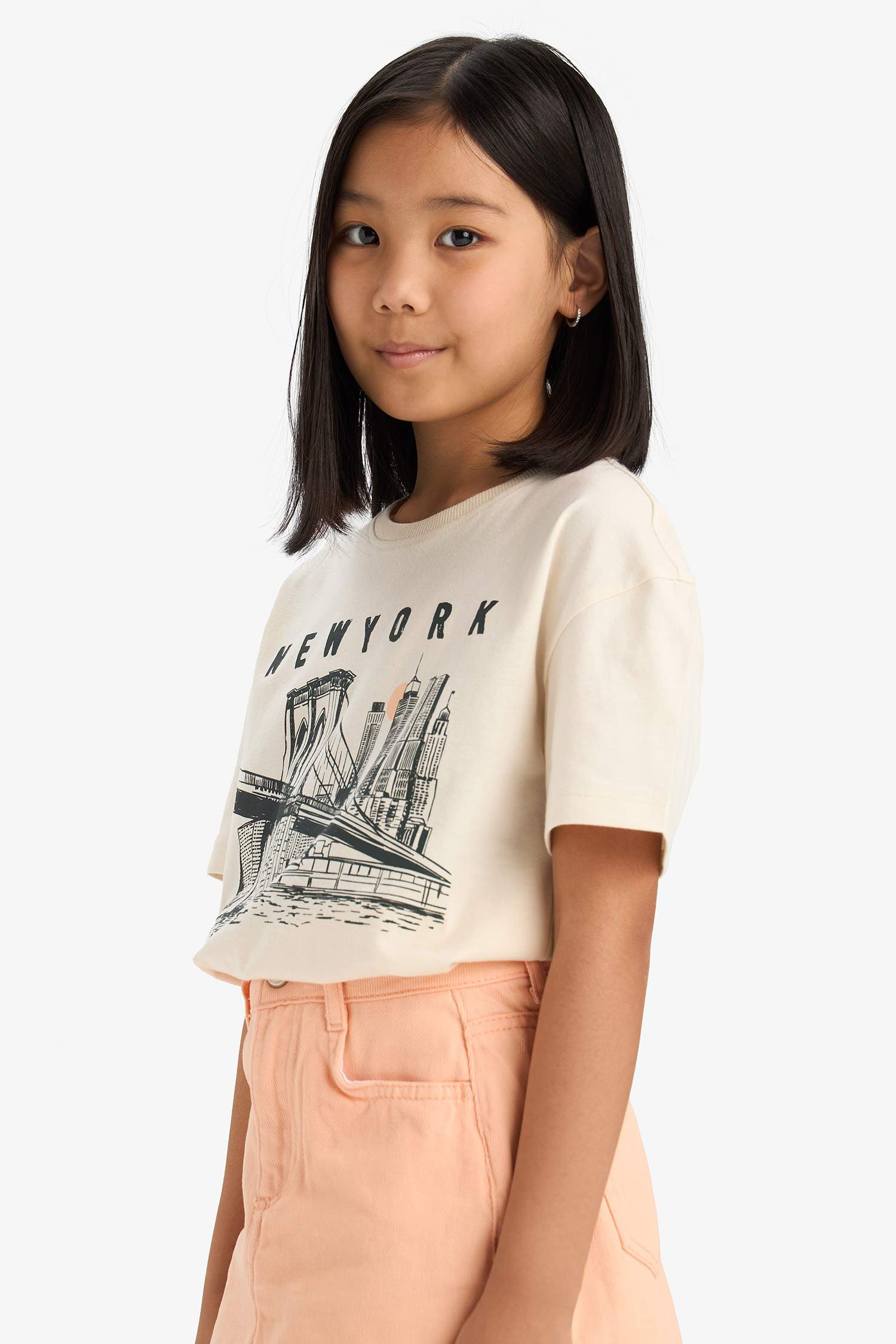 Girl Relax Fit Crew Neck Printed T-Shirt
