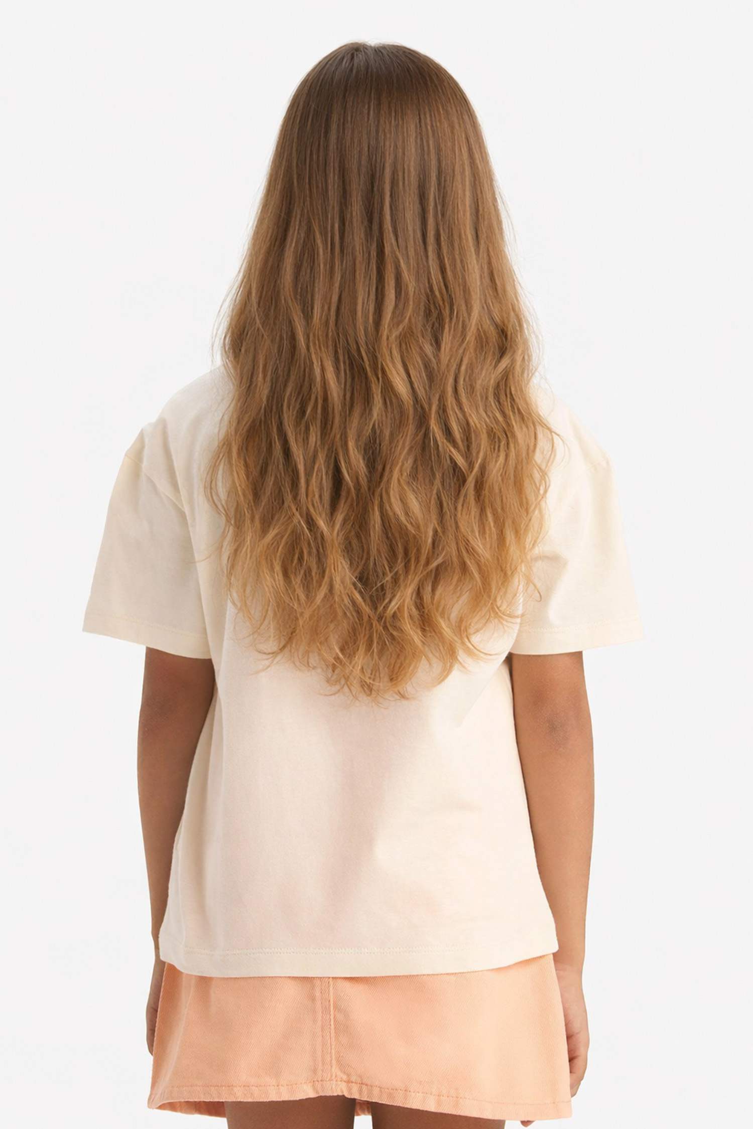 Kız Çocuk Relax Fit Bisiklet Yaka Baskılı Kısa Kollu Tişört