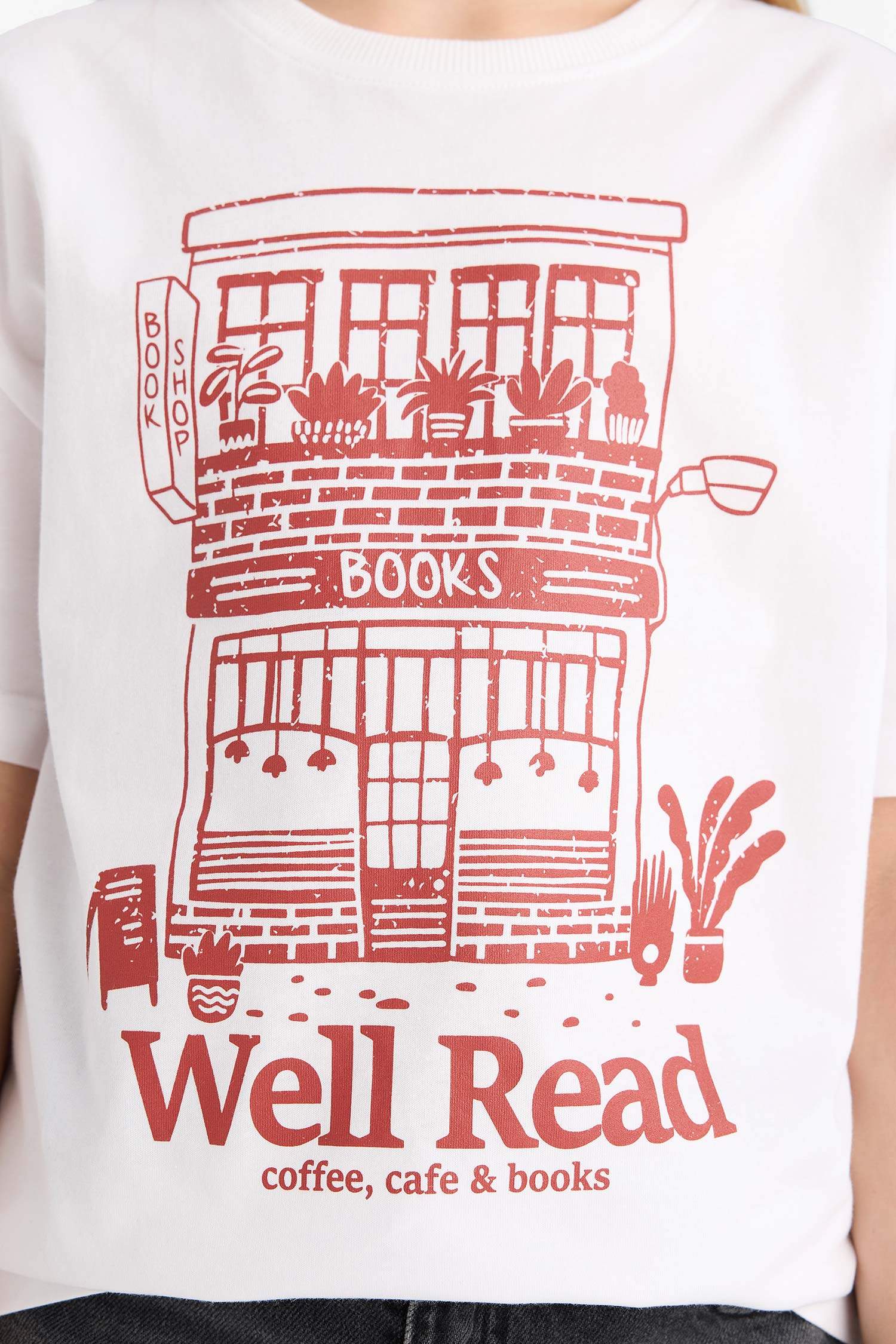 T-shirt imprimé à col rond et manches courtes pour fille