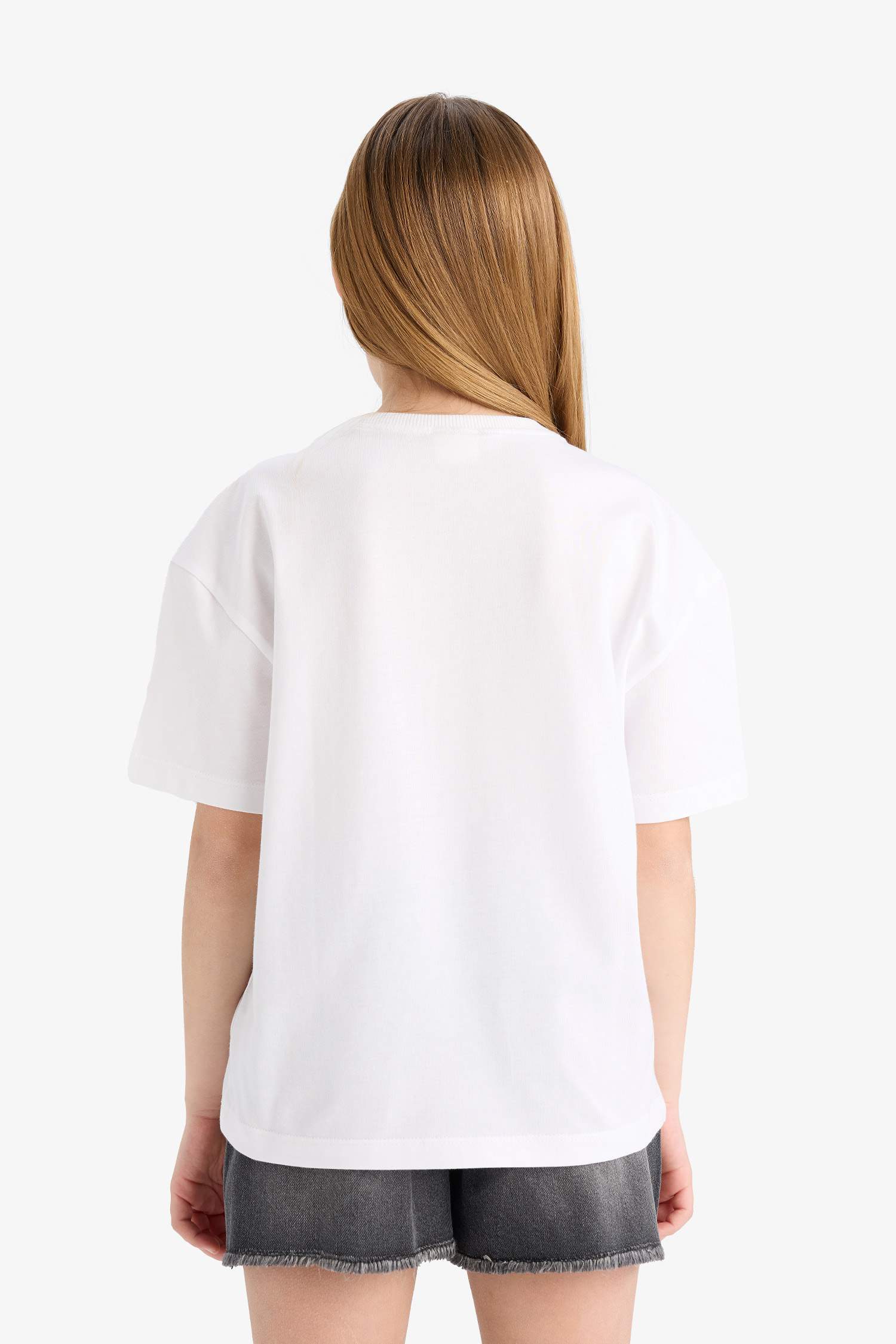 T-shirt imprimé à col rond et manches courtes pour fille