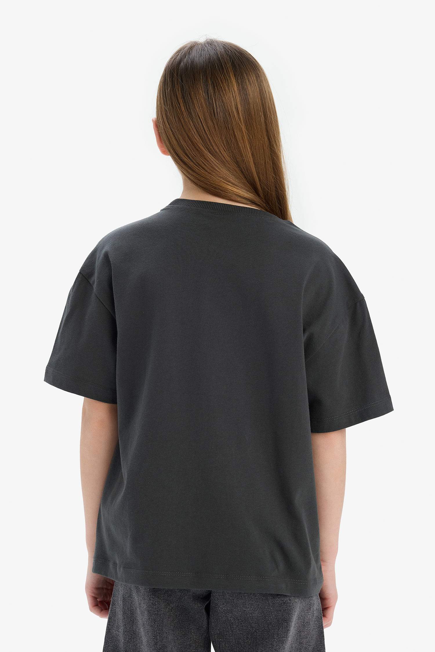 Қыздарға дөңгелек жаға слоган қысқа жеңді Қысқа жеңді футболка