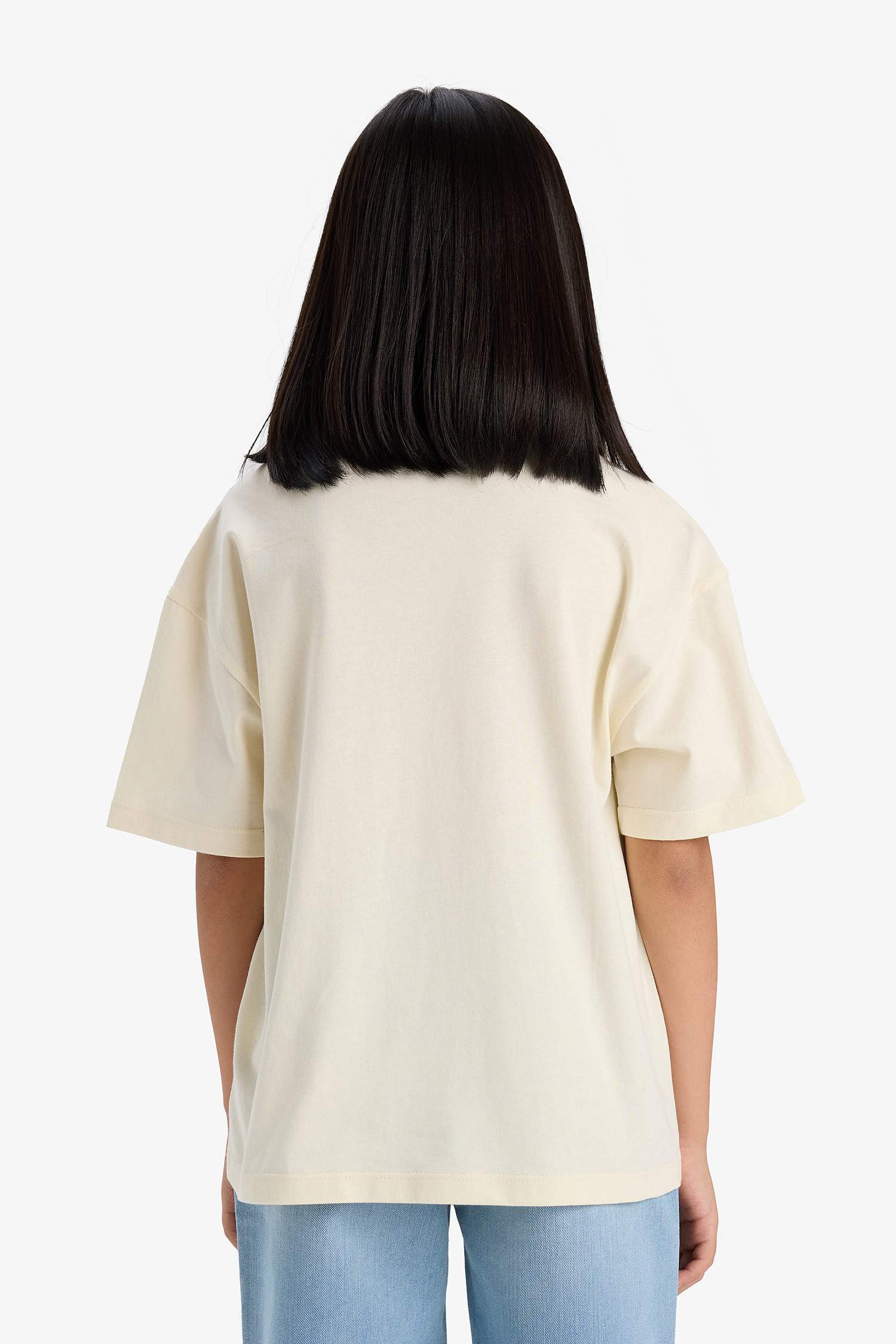 Girl Oversize Fit Crew Neck Printed Short Sleeve T-Shirt