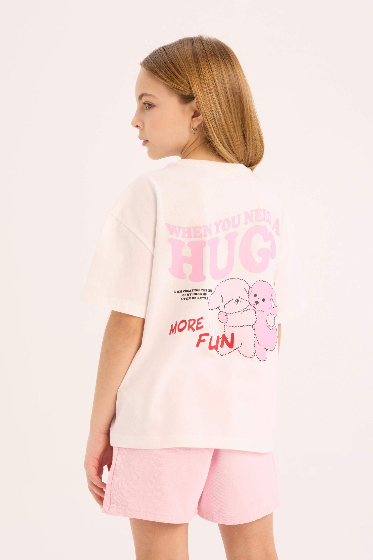 T-shirt oversize à manches courtes et col rond pour fille