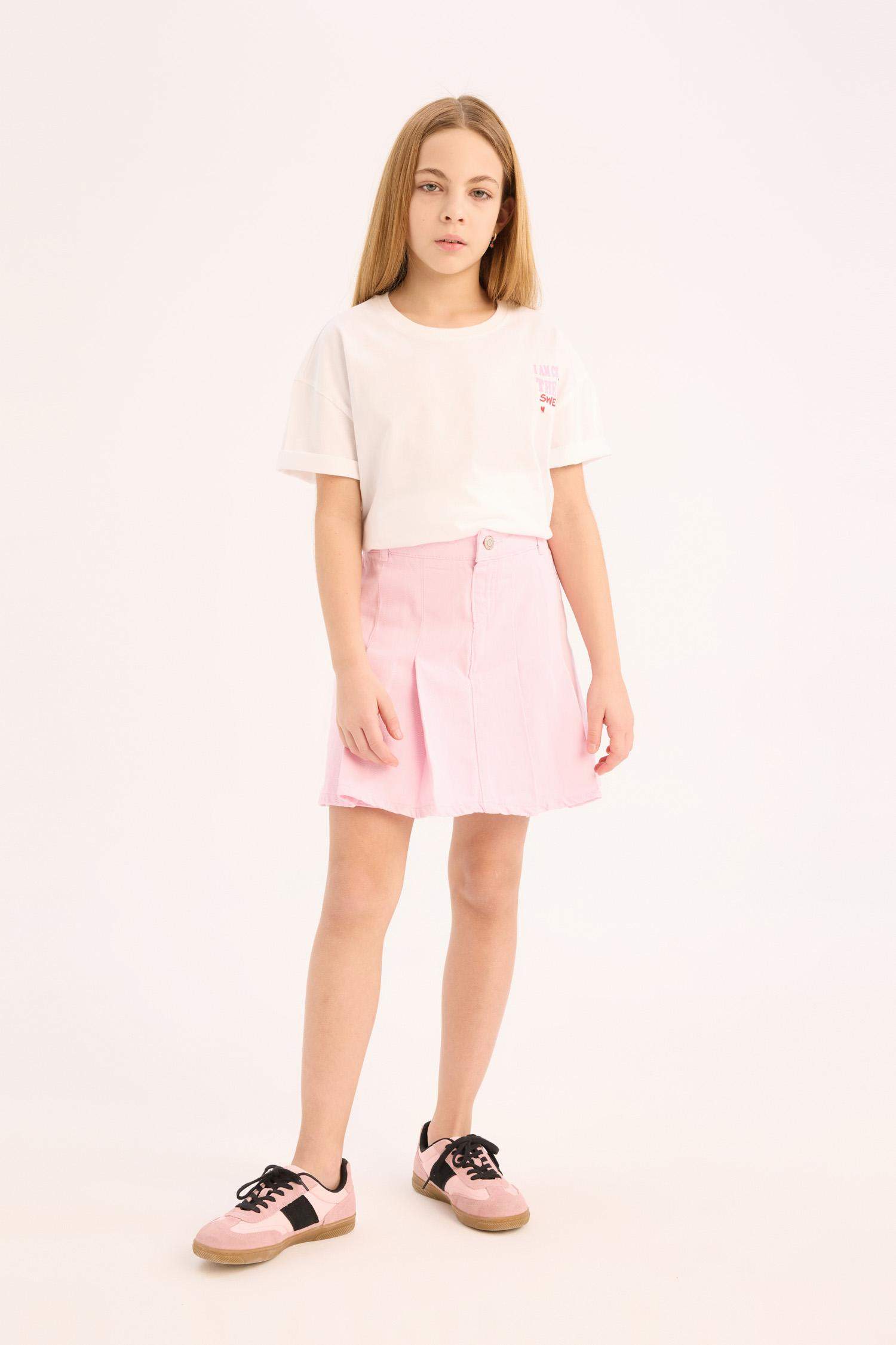 T-shirt oversize à manches courtes et col rond pour fille