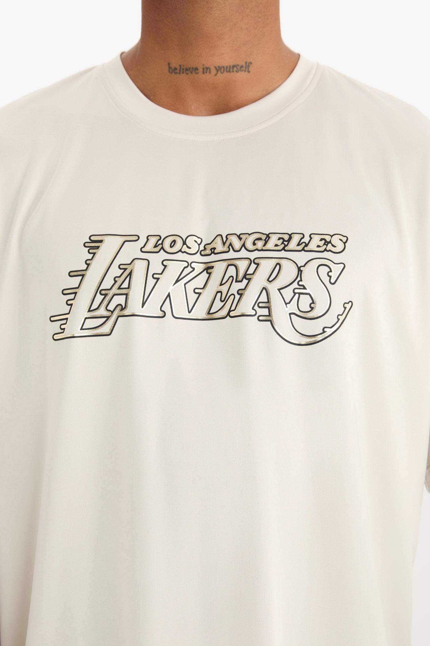 Футболка оверсайз с круглым вырезом, лицензией NBA Los Angeles Lakers и коротким рукавом, Коллекция DeFactoFit