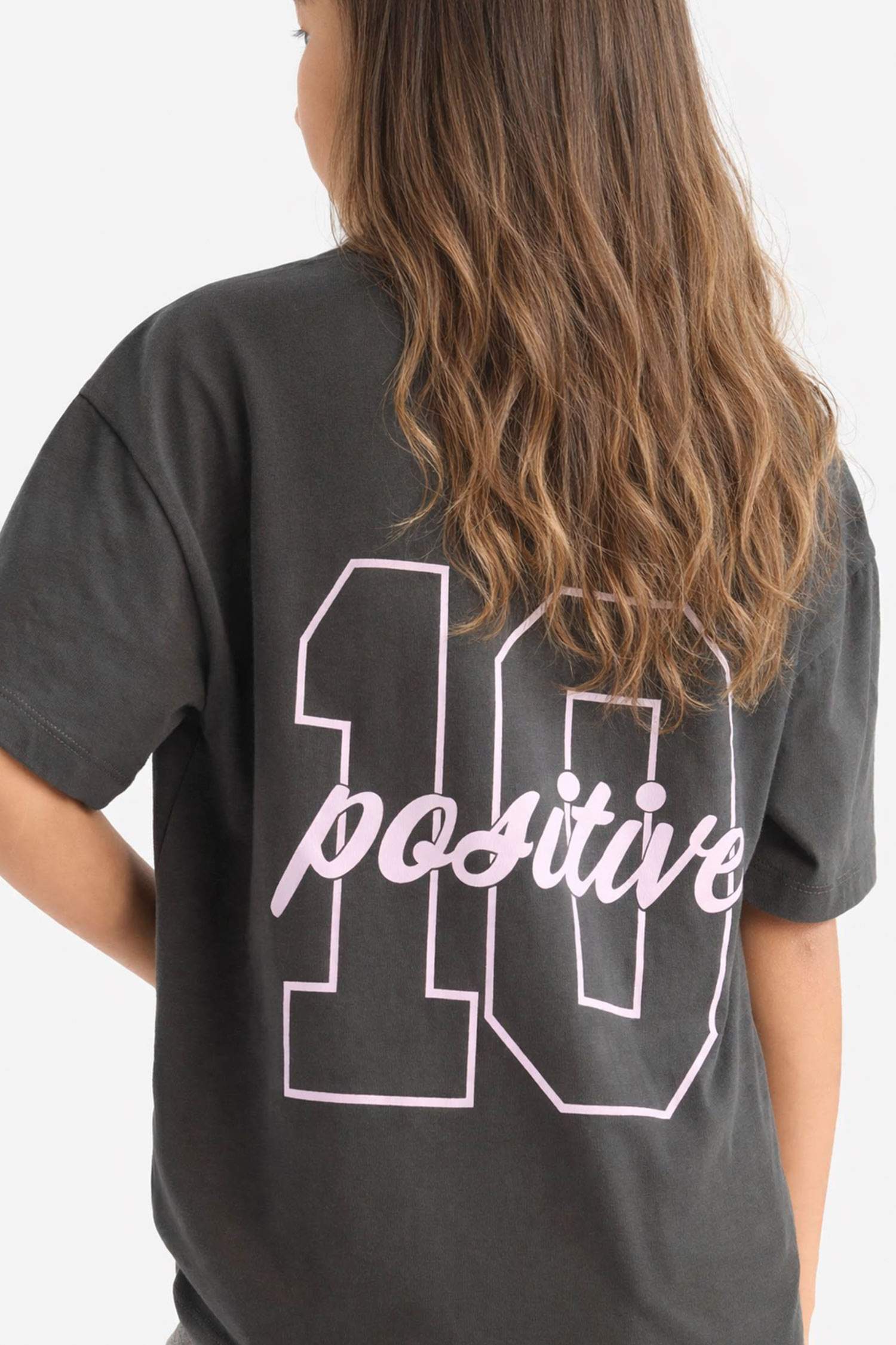 Girl Oversize Fit Crew Neck Back Printed T-shirt