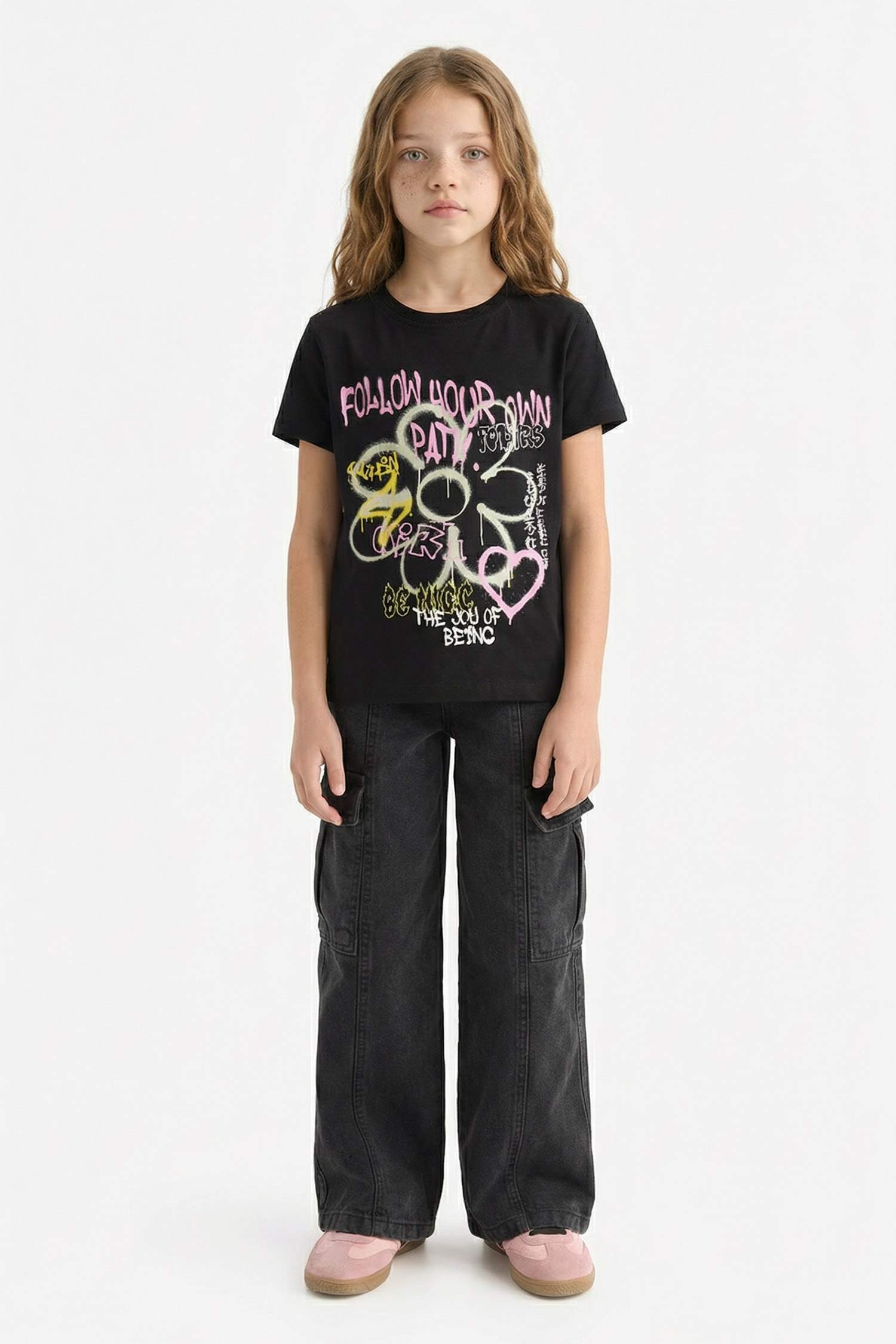 Girl Regular Fit Crew Neck Short Sleeve T-Shirt