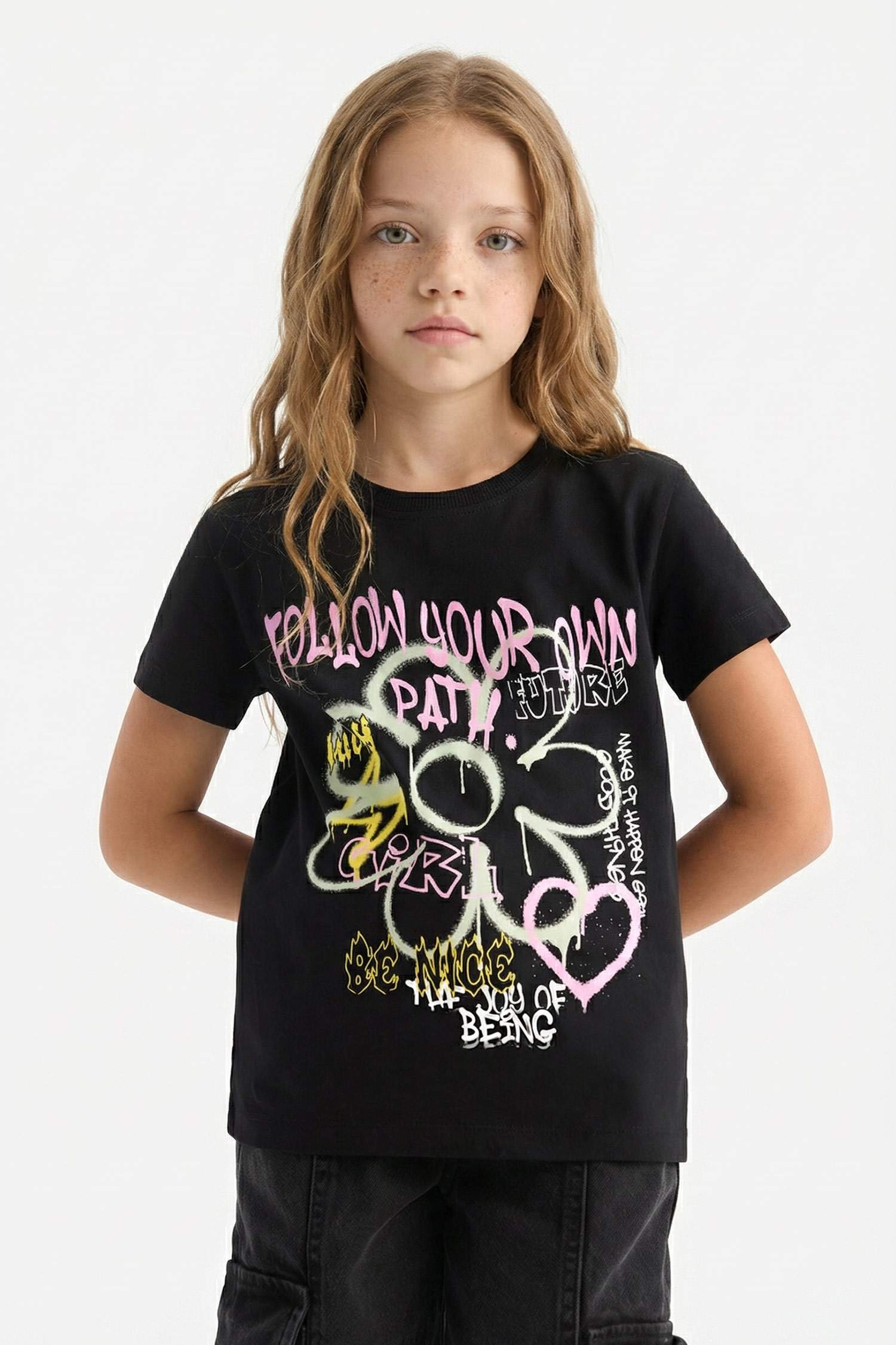 Girl Regular Fit Crew Neck Short Sleeve T-Shirt