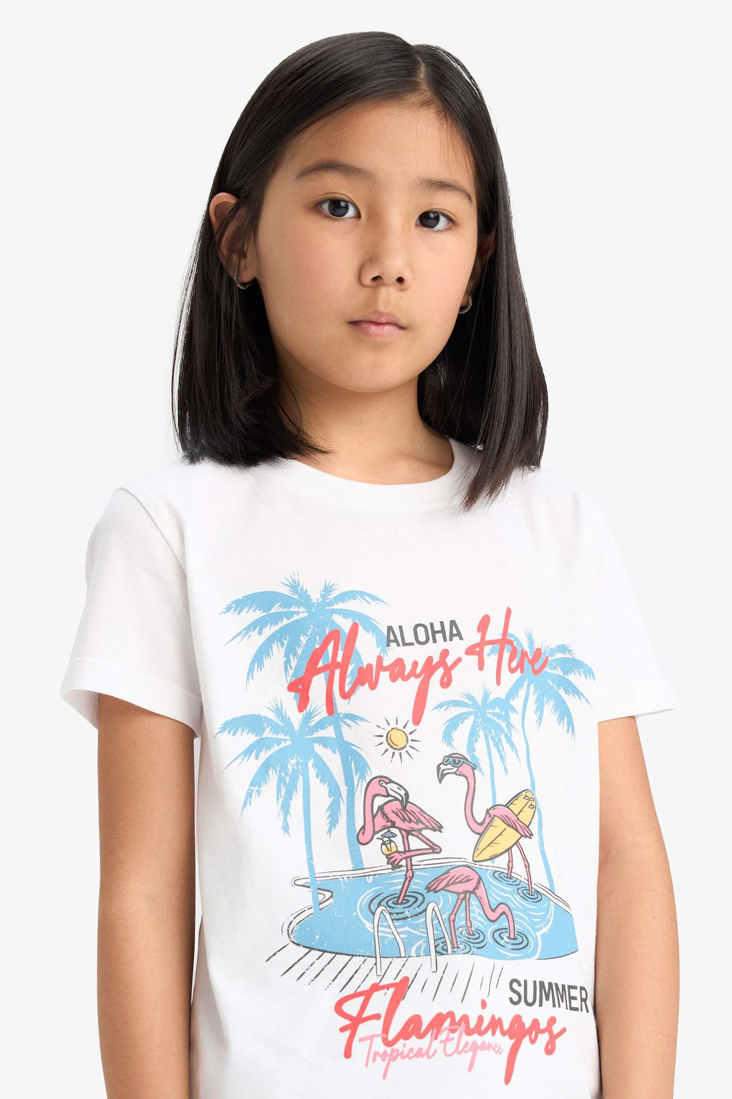 Футболка с круглым вырезом и принтом для девочек