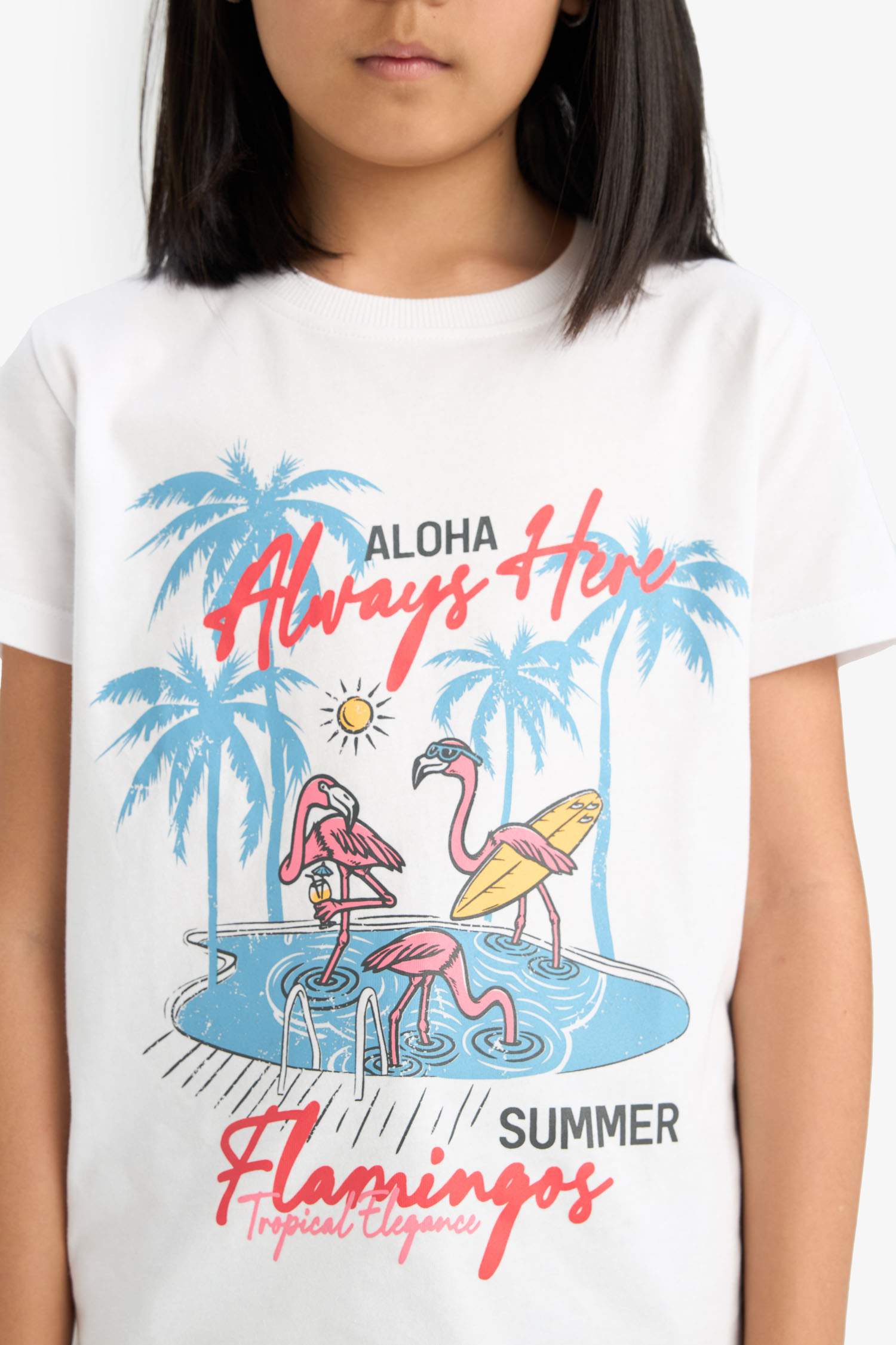 Футболка с круглым вырезом и принтом для девочек