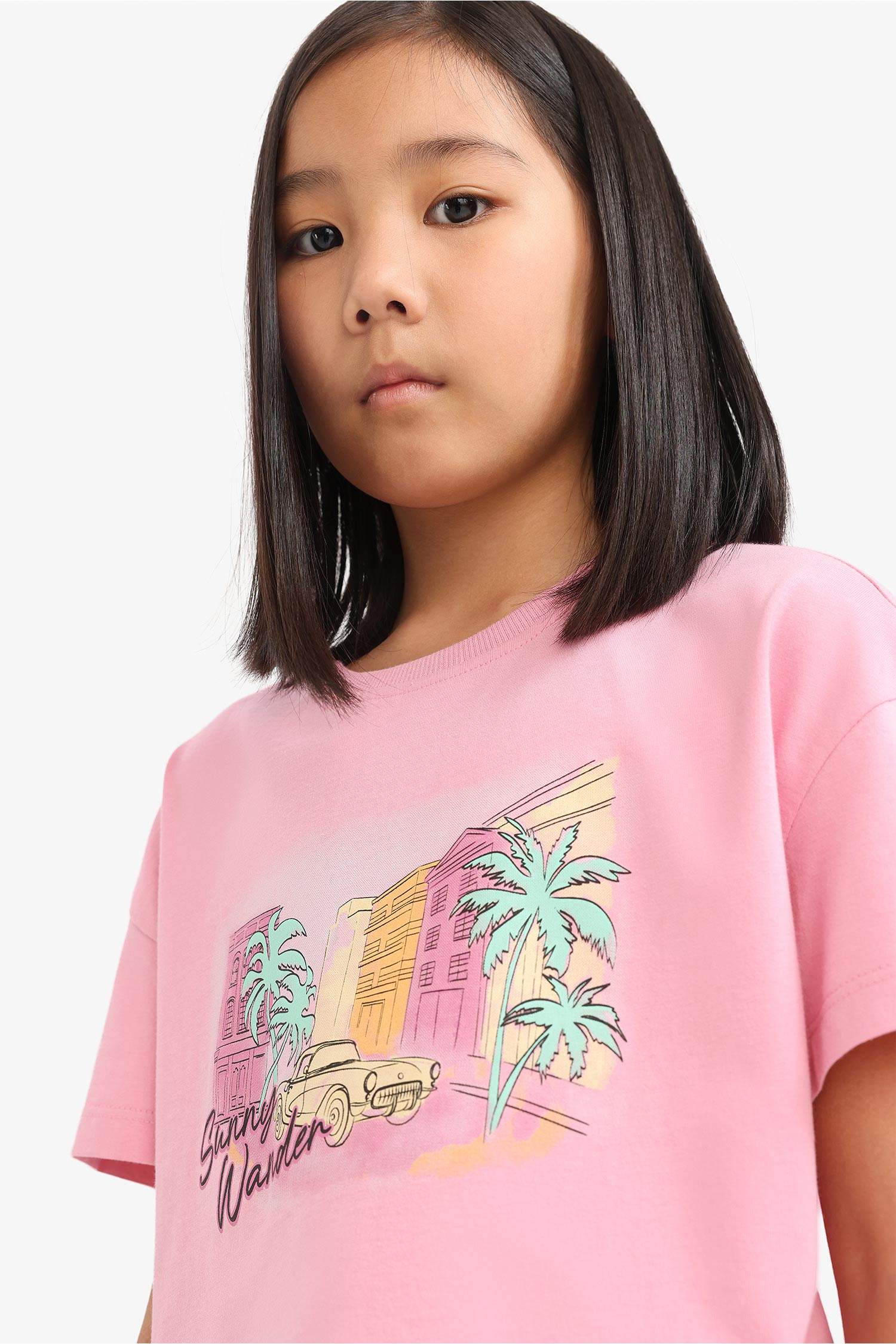 Қыздарға дөңгелек жаға слоган қысқа жеңді Қысқа жеңді футболка