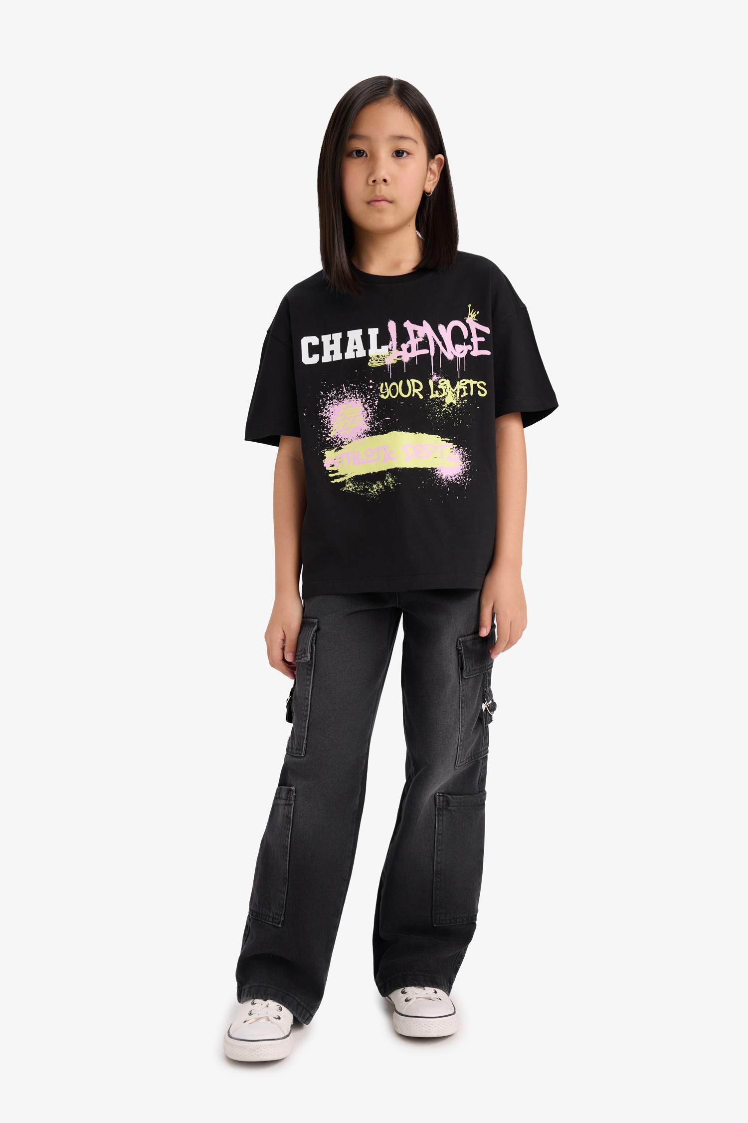 Girl Oversize Fit Crew Neck Short Sleeve T-Shirt