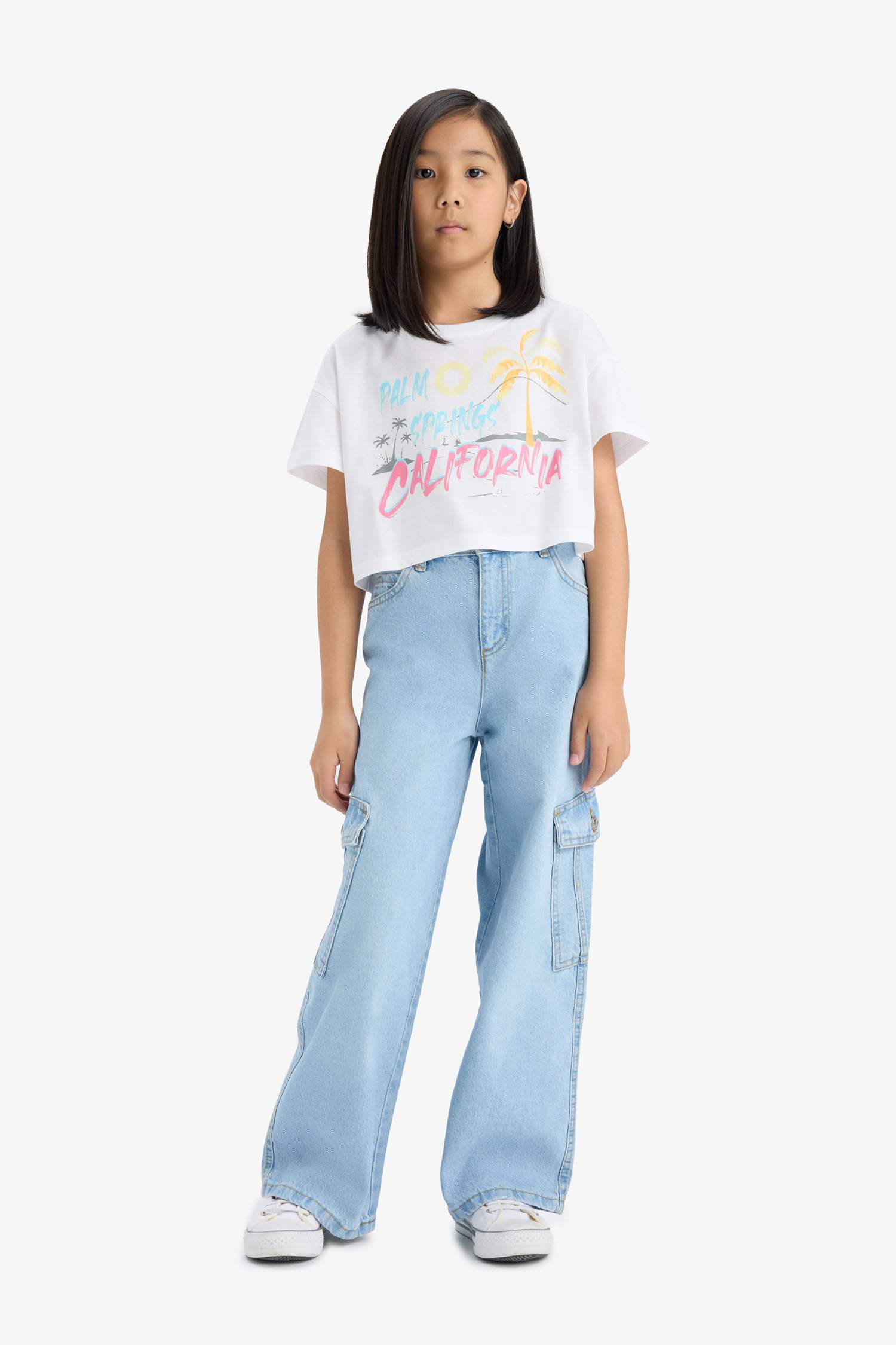 Girl Crew Neck Crop T-Shirt