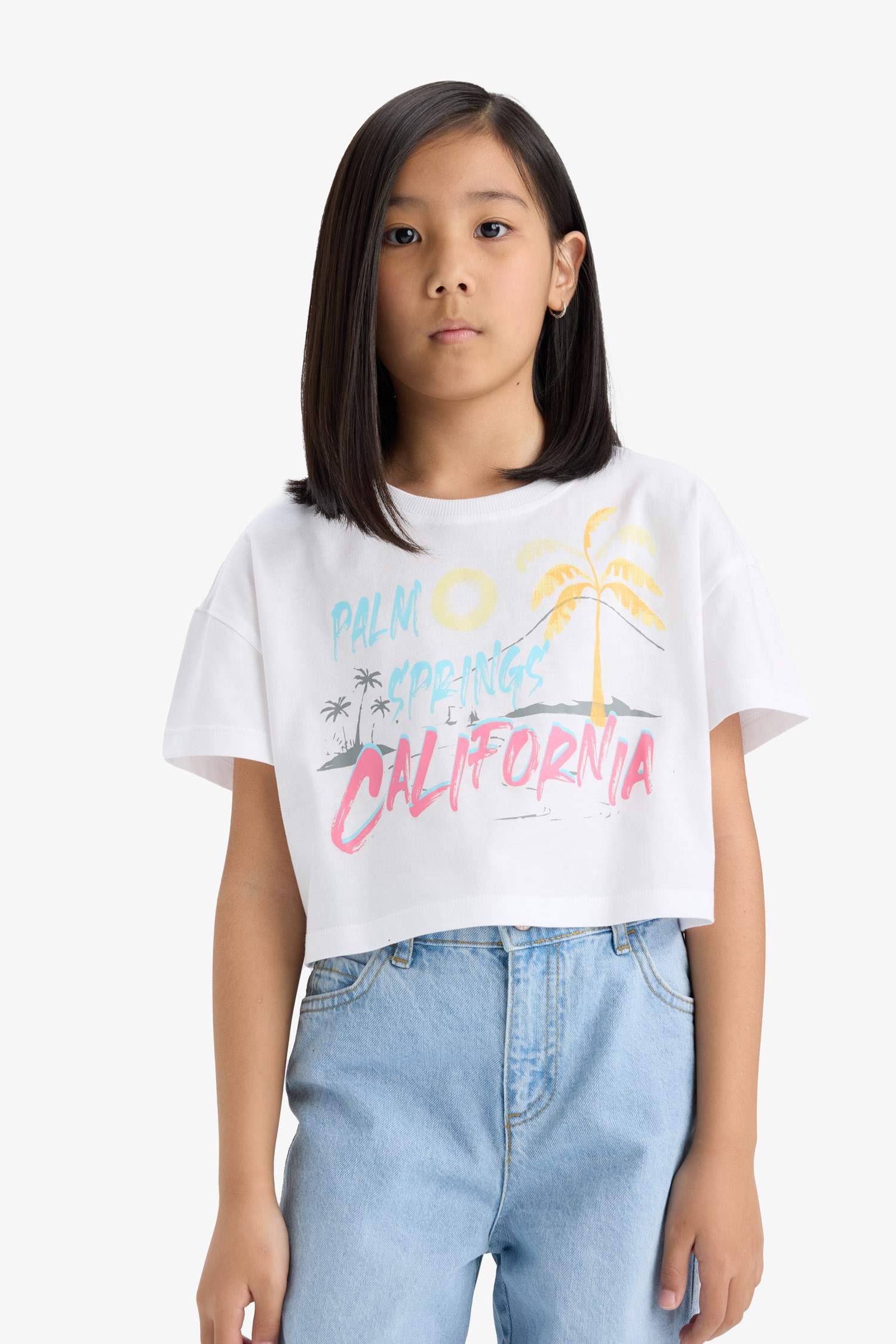 Girl Crew Neck Crop T-Shirt