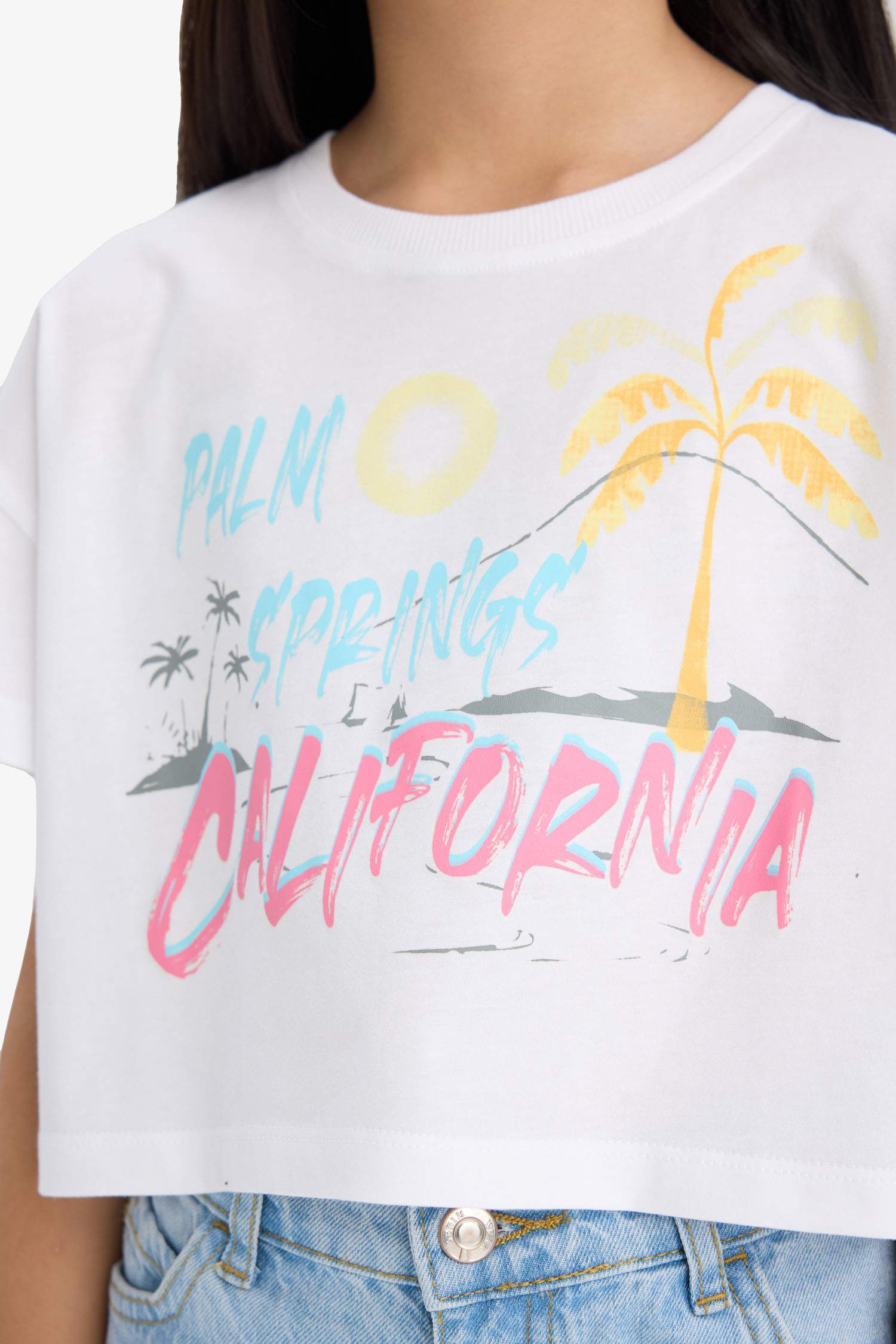 Girl Crew Neck Crop T-Shirt