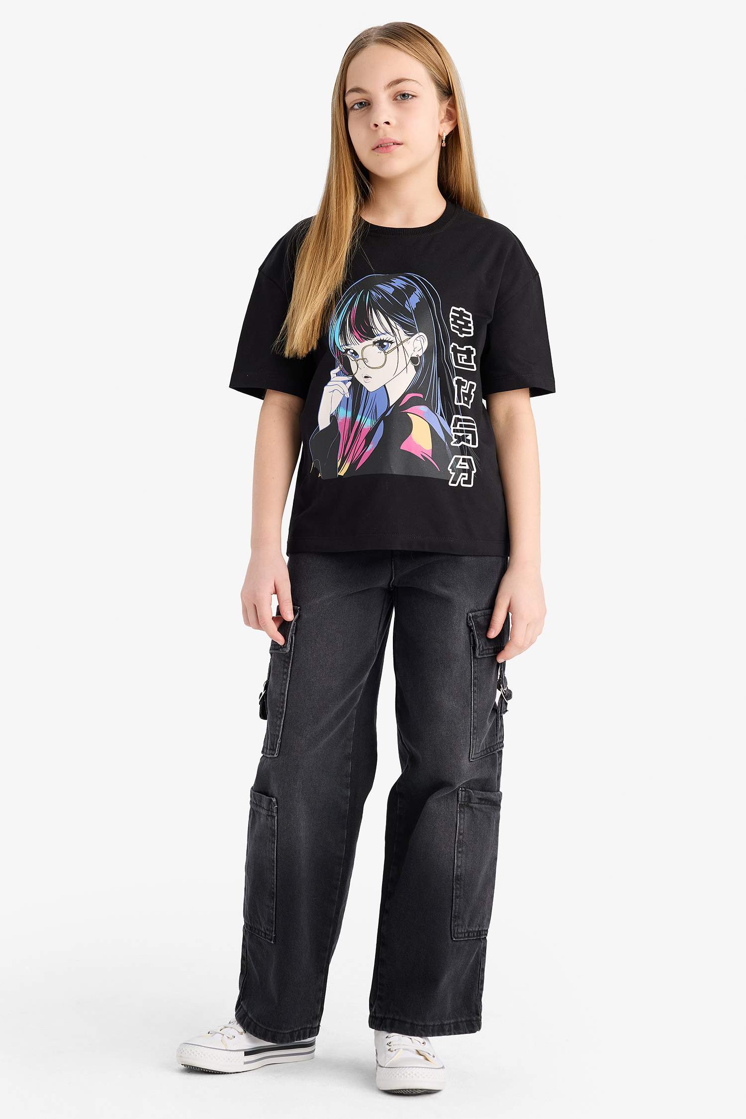 Girl Relax Fit Crew Neck Printed T-Shirt