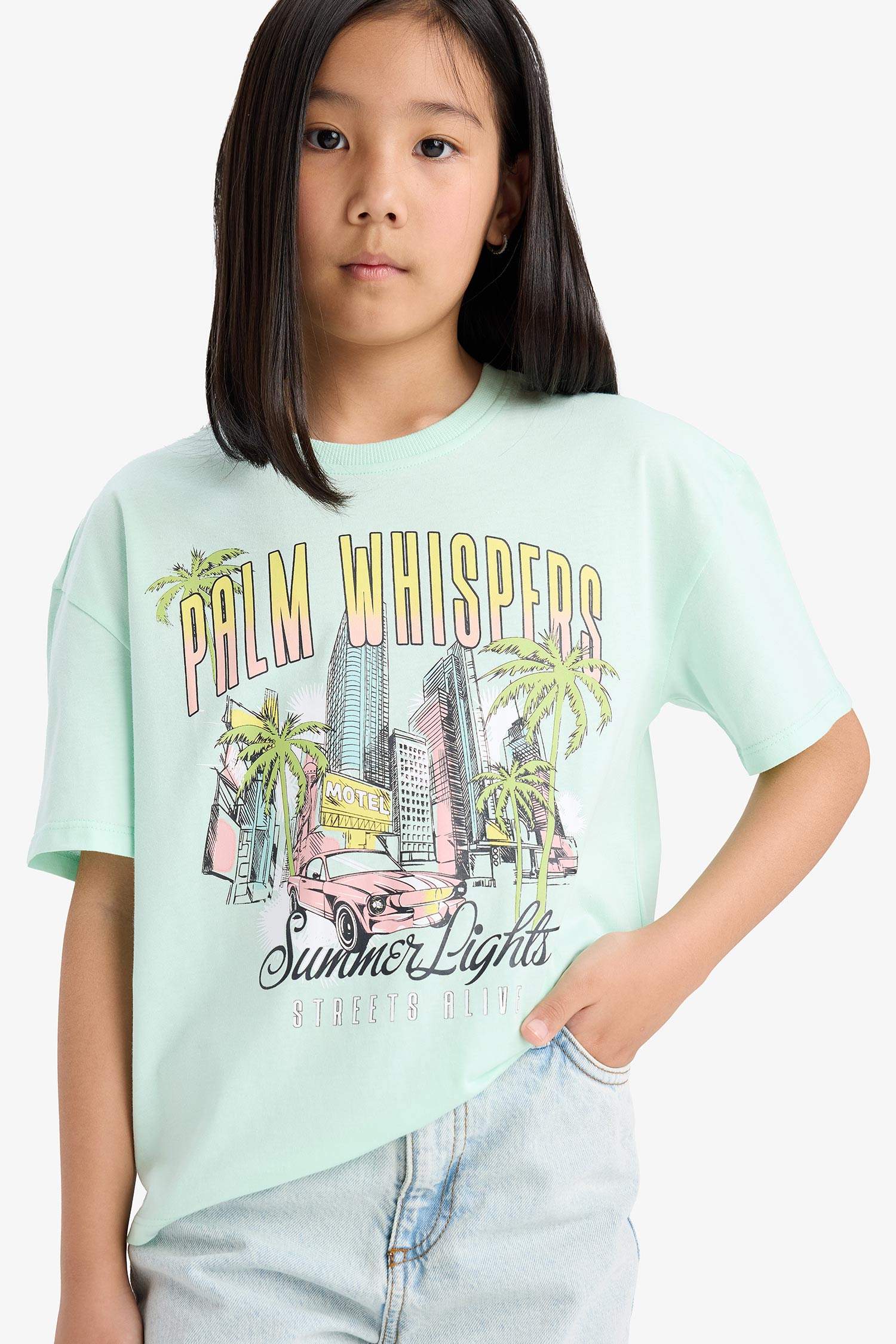 تيشيرت نص ردن بناتي قصة مريحة