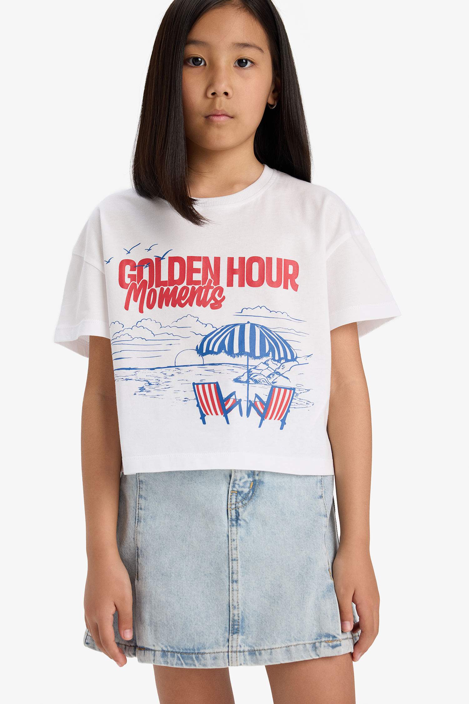 Детская Boxy Fit футболка с круглым вырезом и животным принтом, короткий рукав для девочек