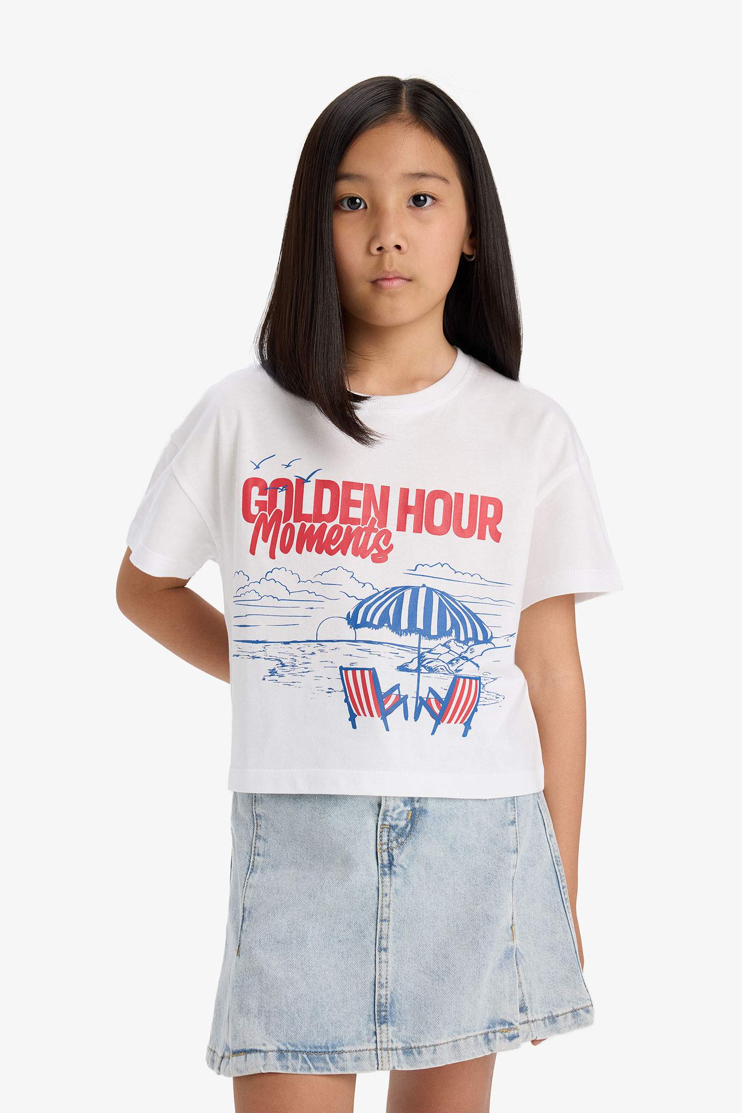 Детская Boxy Fit футболка с круглым вырезом и животным принтом, короткий рукав для девочек