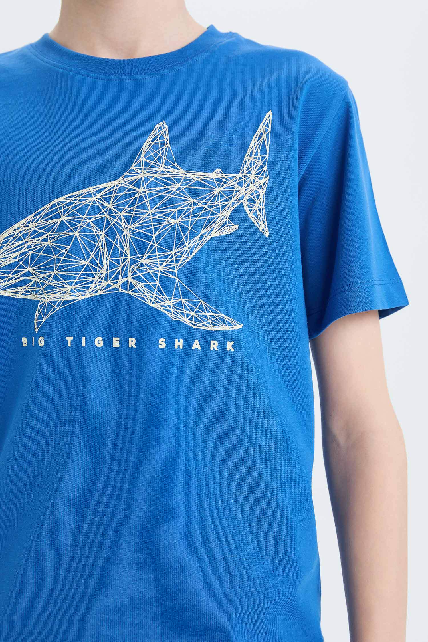 Erkek Çocuk Bisiklet Yaka Baskılı Kısa Kollu Tişört