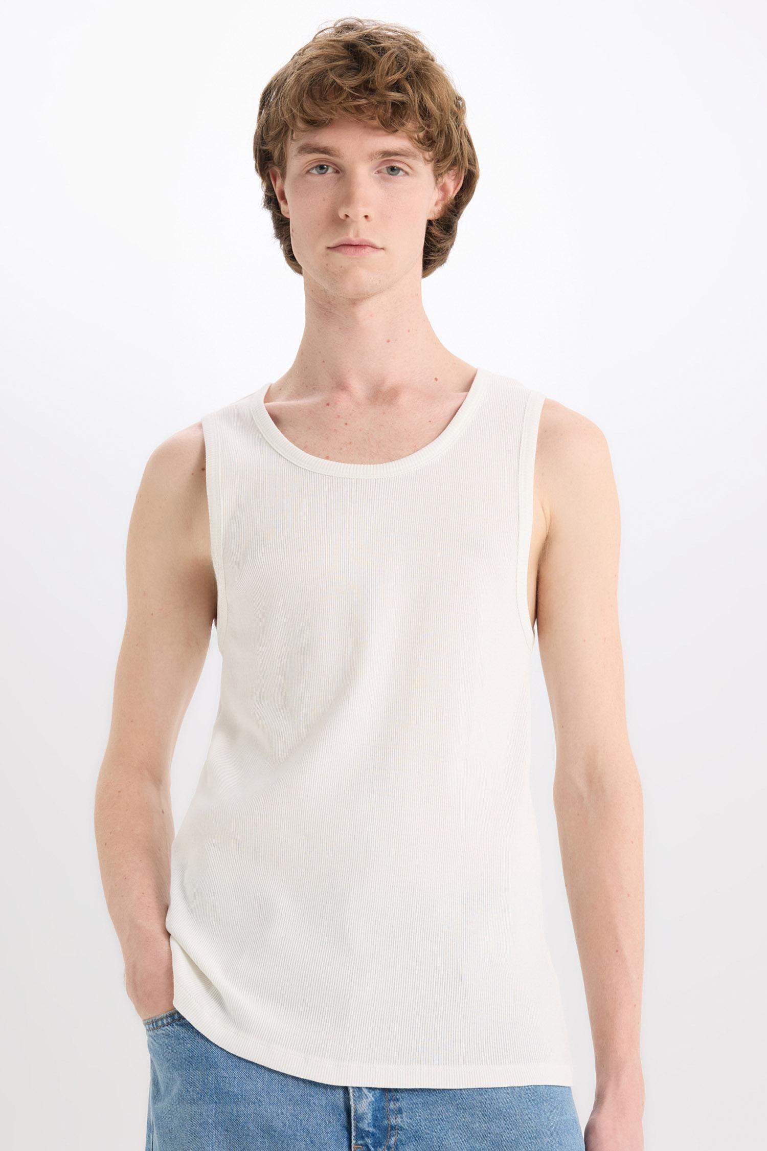 Slim Fit Ribana Crew Neck Tank Top