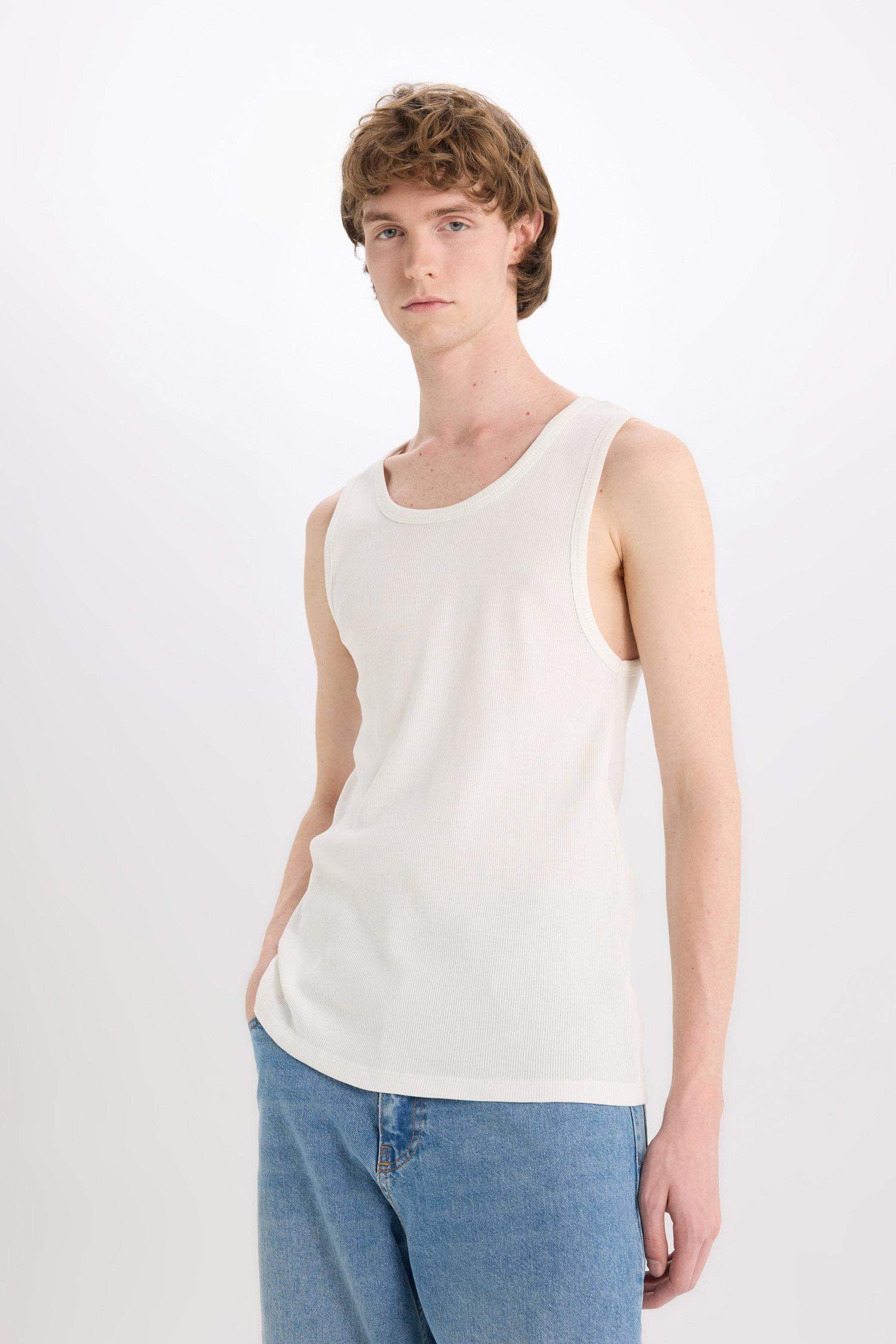 Slim Fit Ribana Crew Neck Tank Top