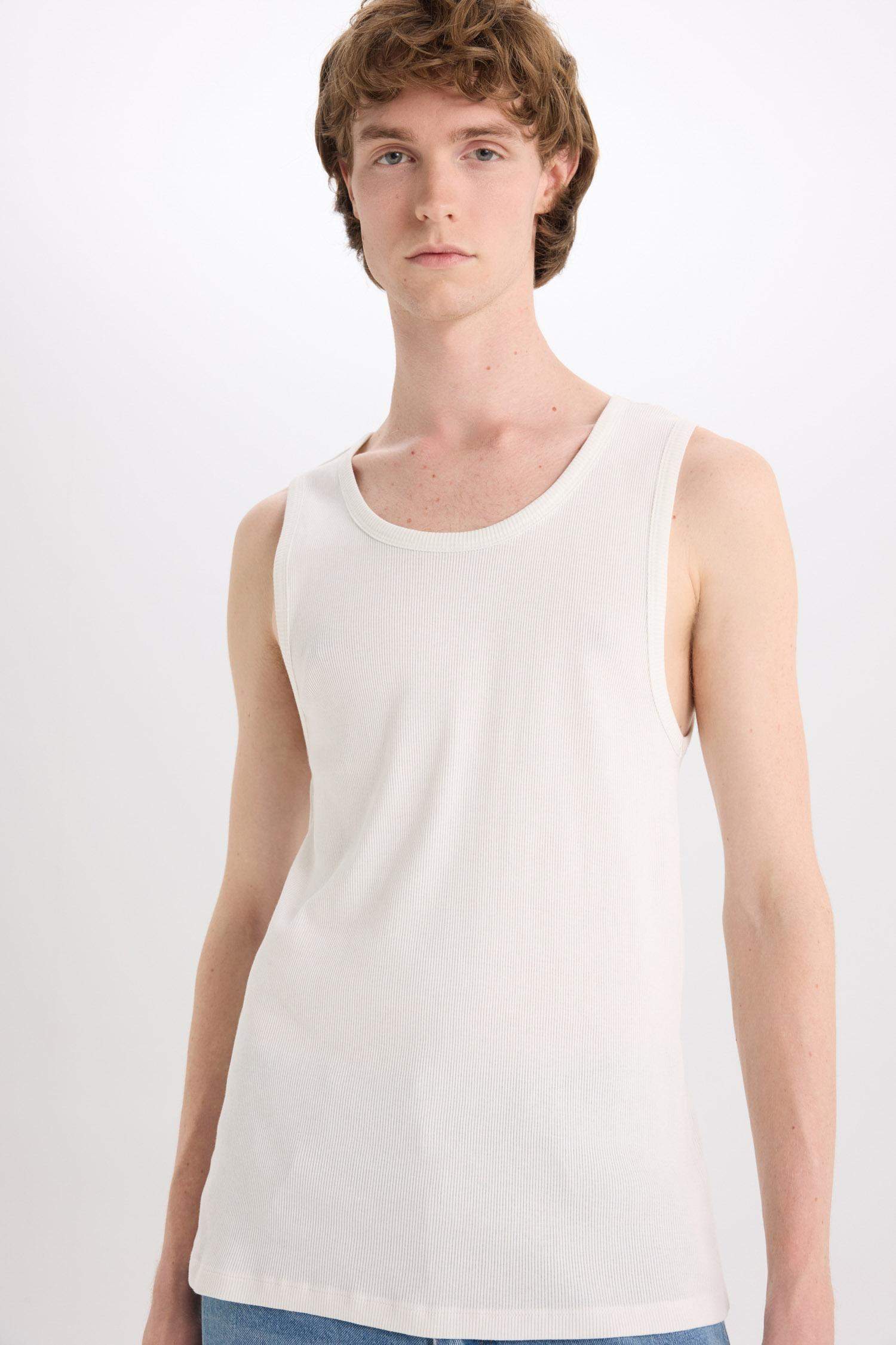 Slim Fit Ribana Crew Neck Tank Top