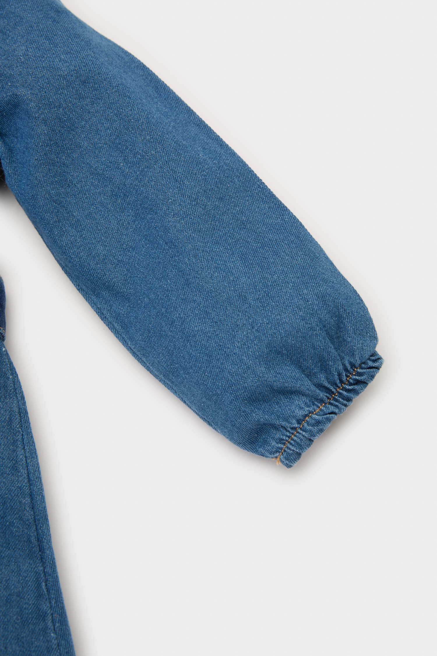 Baby Girl Shirt Collar Belted Denim Dress