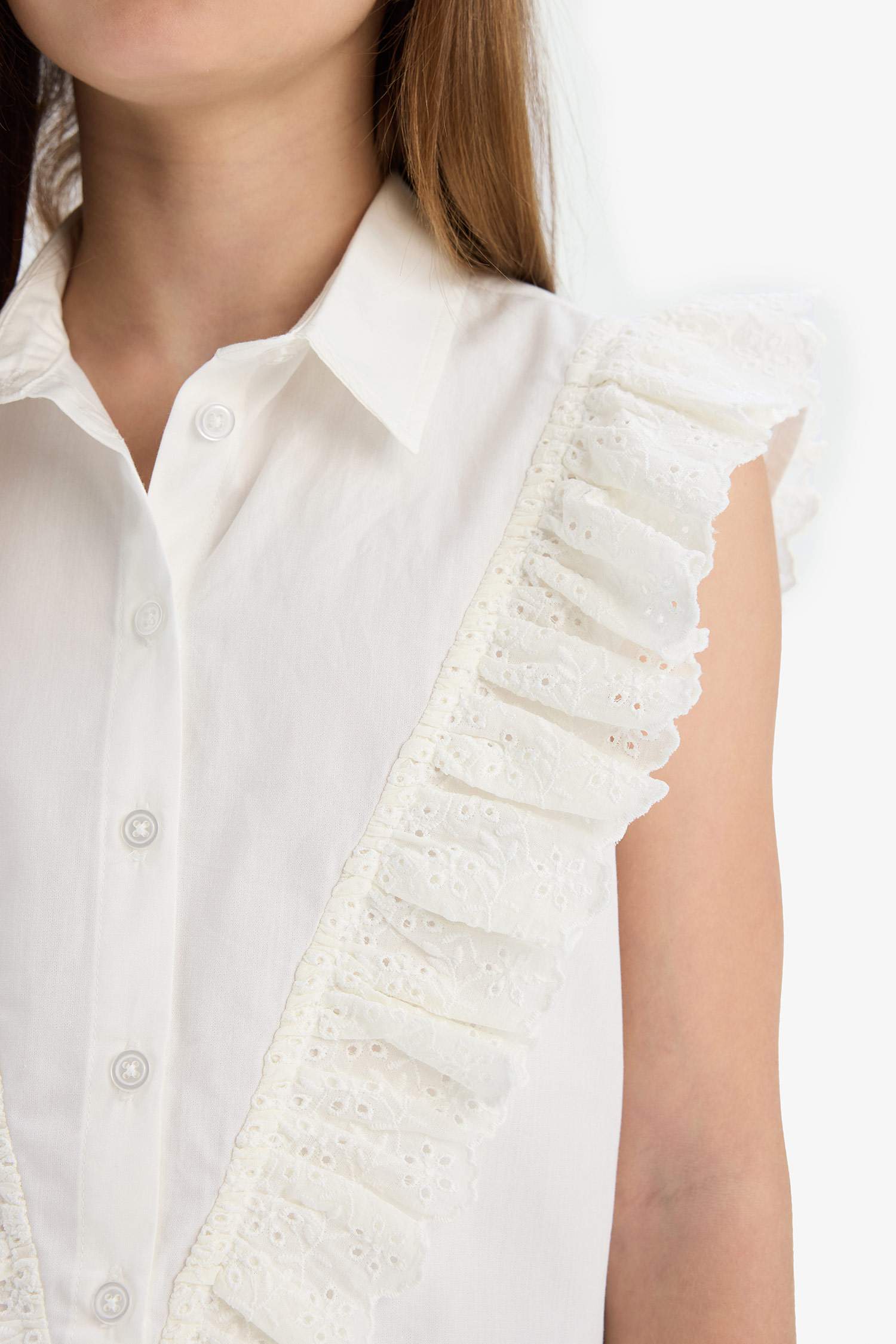 Chemise courte en coton sans manches pour fille