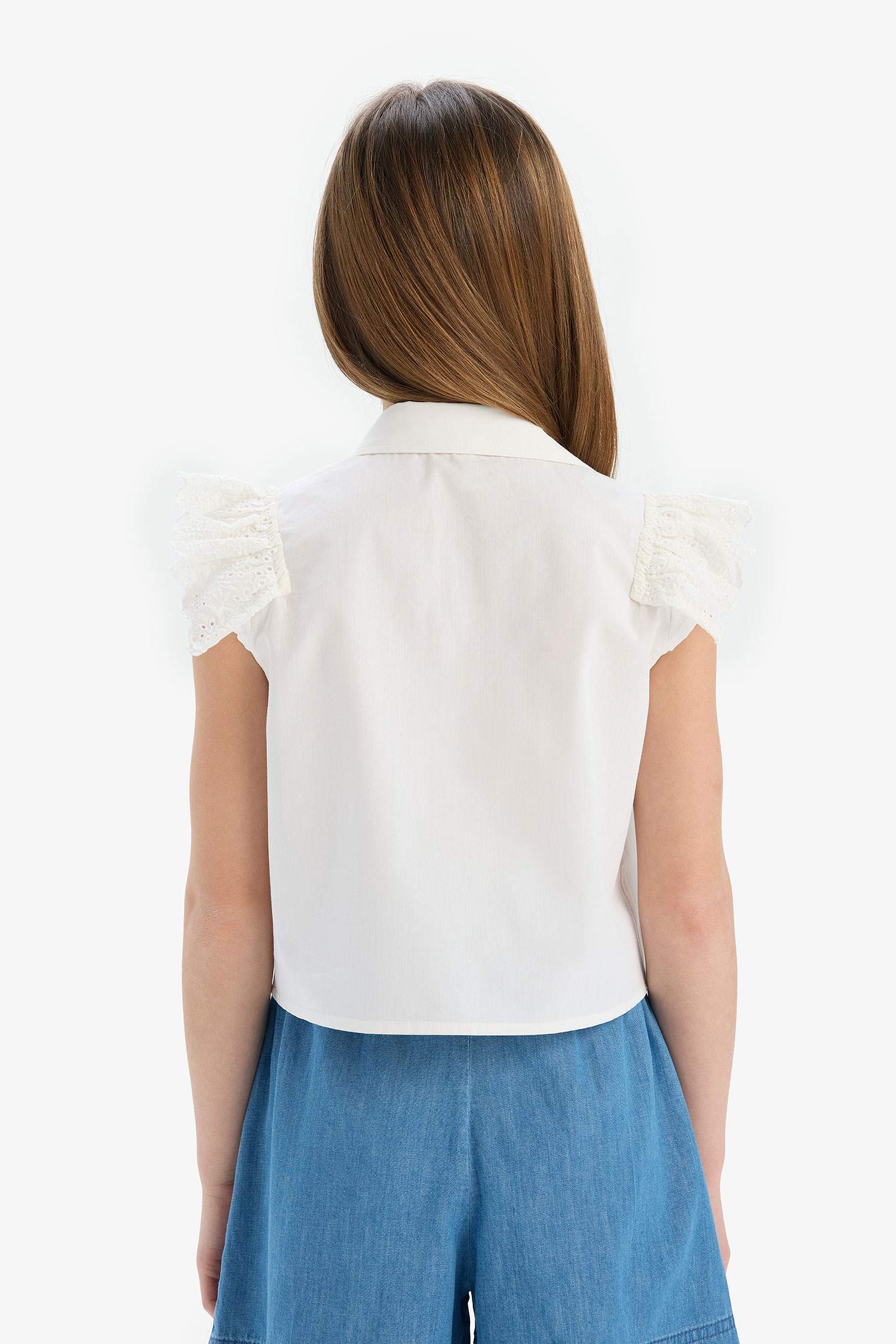 Chemise courte en coton sans manches pour fille