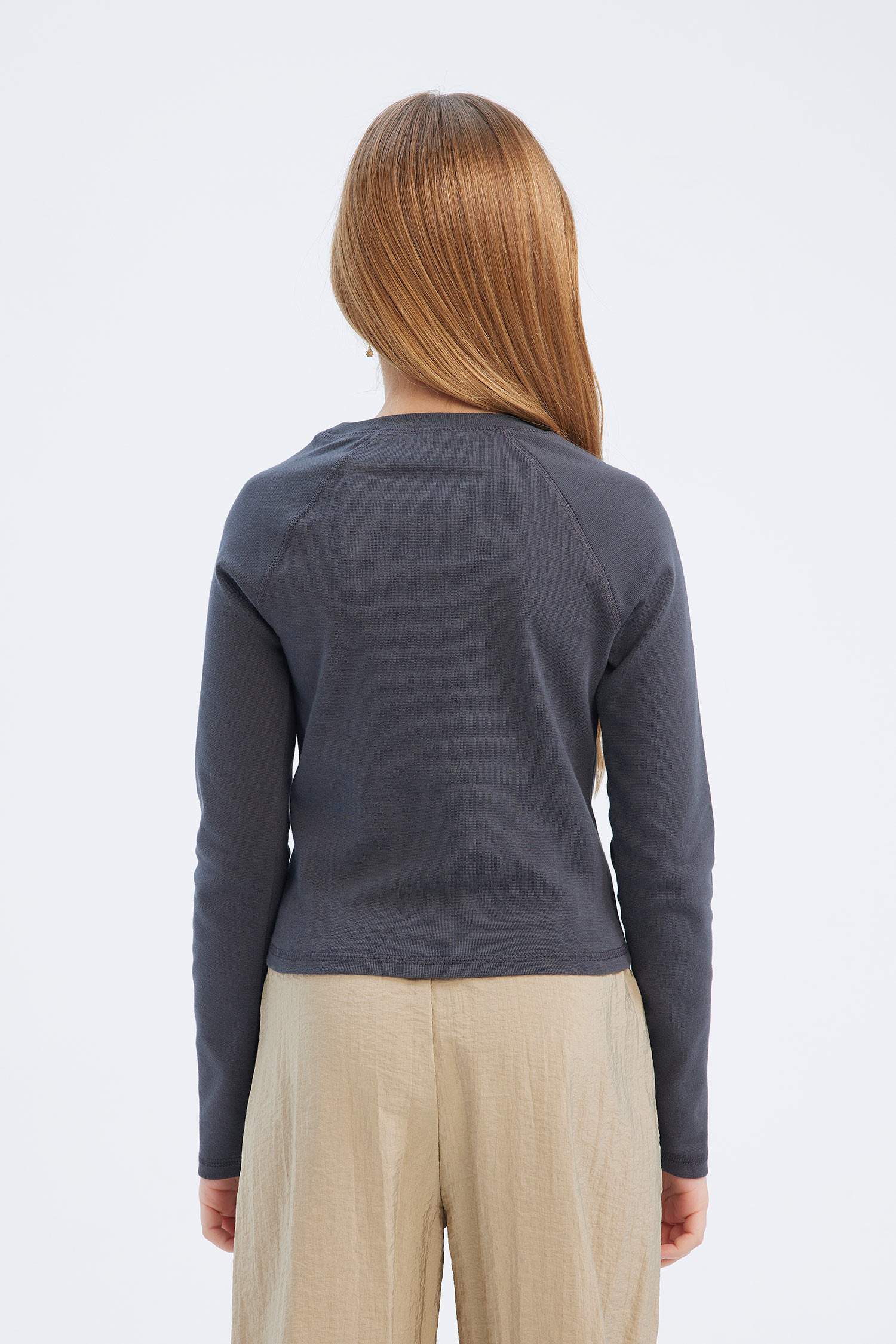 Kız Çocuk Bisiklet Yaka Baskılı Kaşkorse Uzun Kollu Tişört