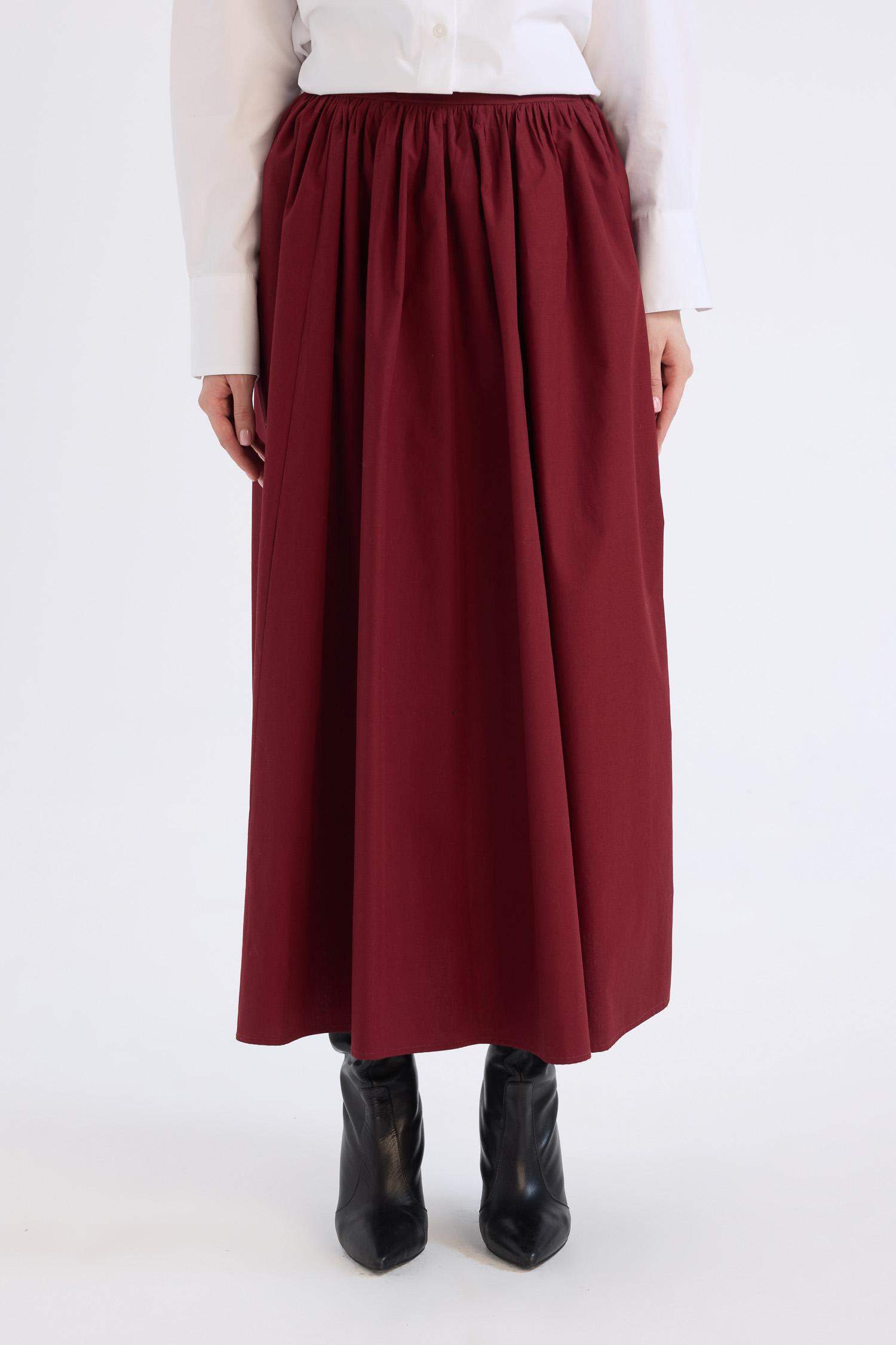 A Kesim Beli Fermuarlı Basic Düz Poplin Kumaş Maxi Etek