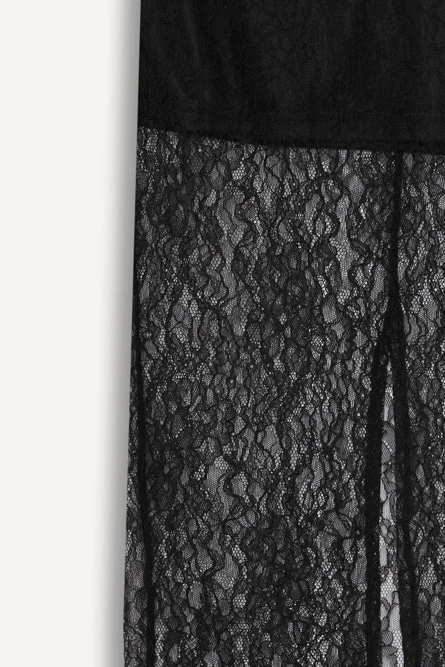 Slim Fit Dar Kesim Astarlı Midi Dantelli Etek