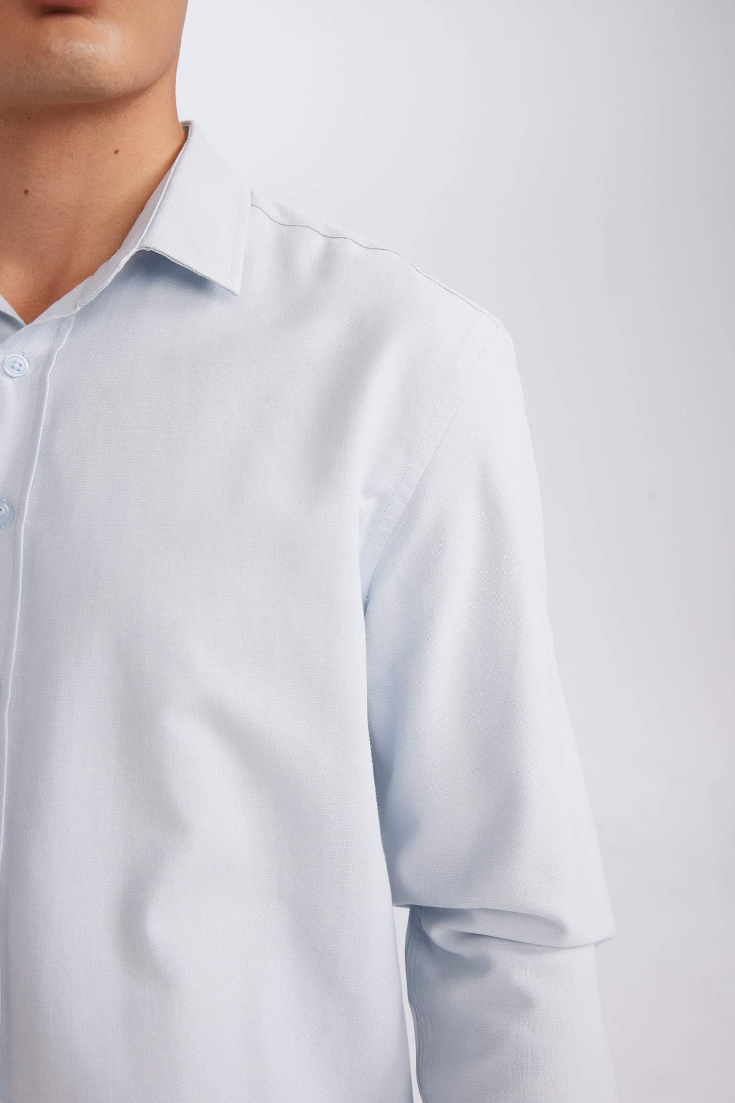 Modern Fit Dokulu Pamuk Karışımlı Uzun Kollu Gömlek