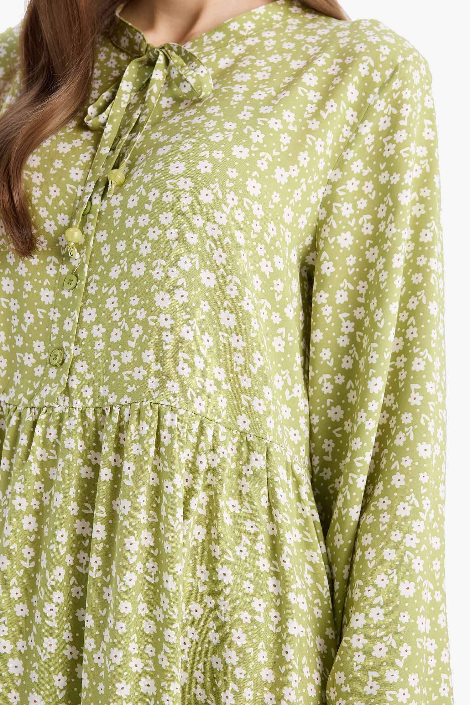 Crew Neck Printed Viscose Dress