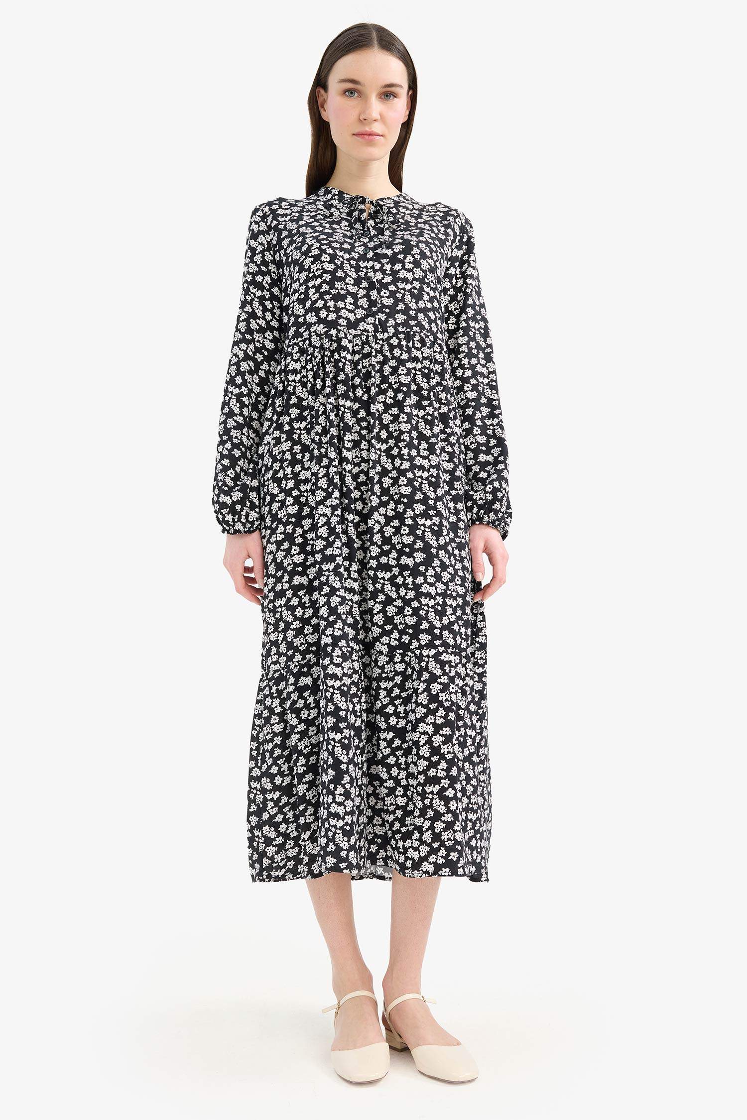 Crew Neck Printed Viscose Dress