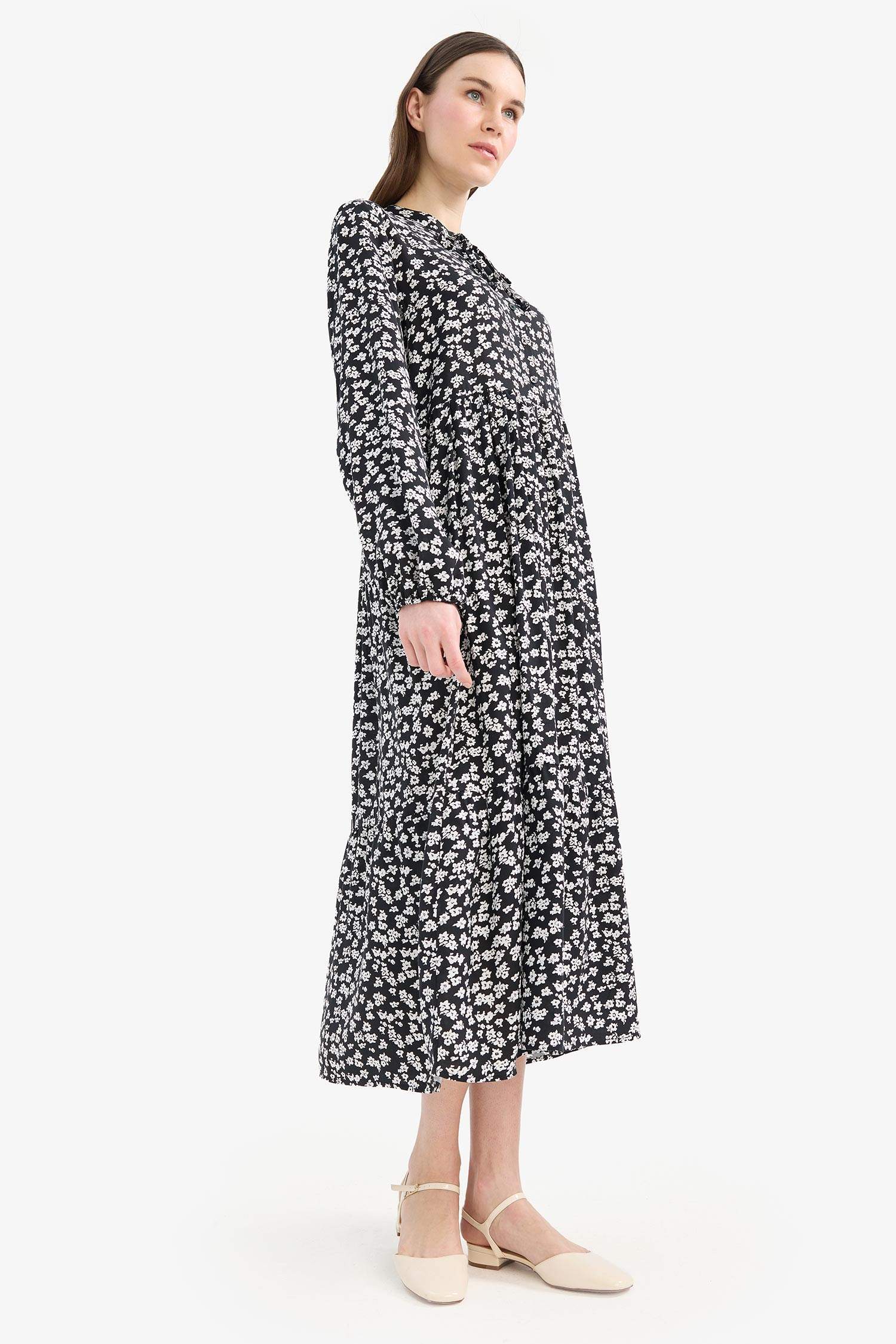 Crew Neck Printed Viscose Dress