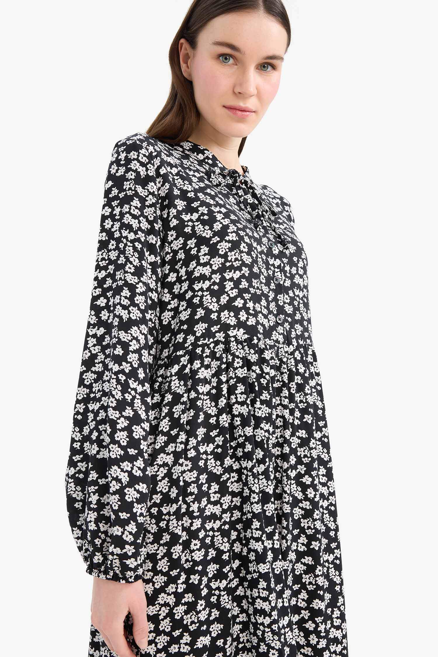 Crew Neck Printed Viscose Dress