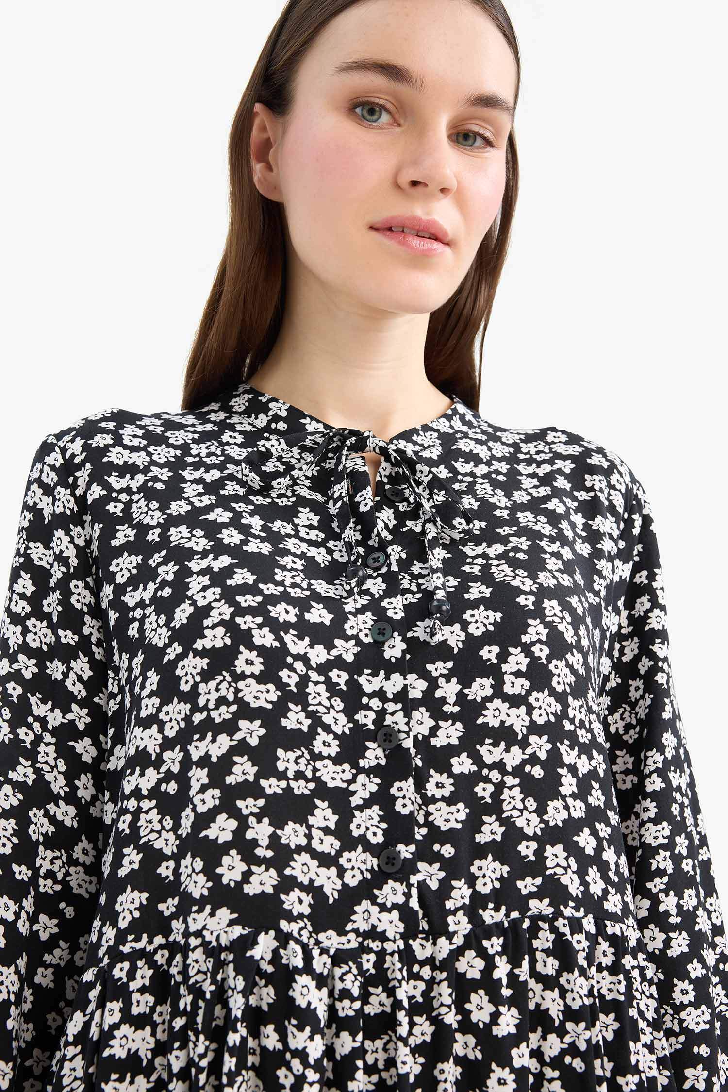 Crew Neck Printed Viscose Dress
