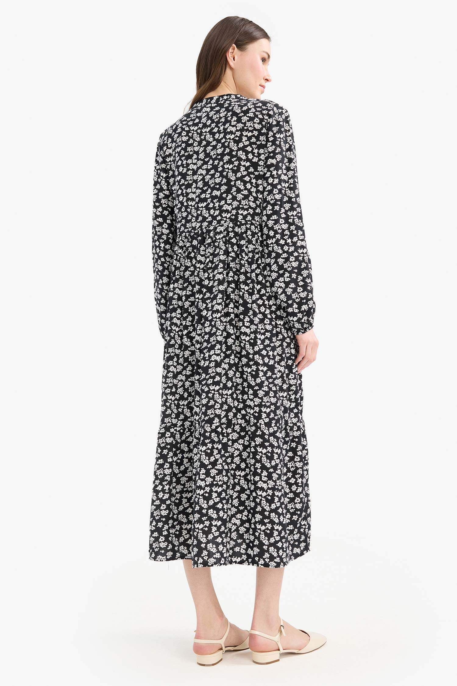 Crew Neck Printed Viscose Dress