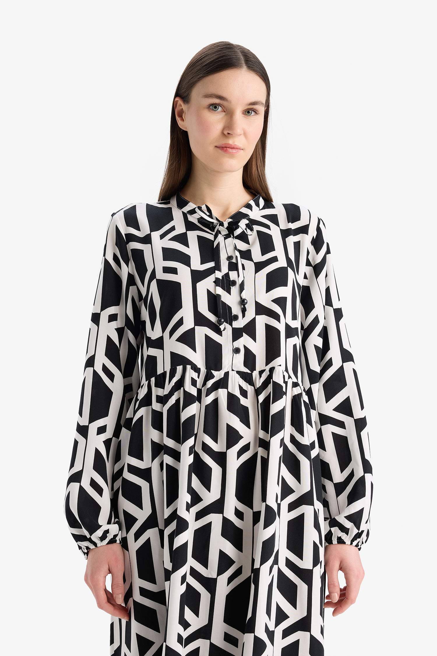 Crew Neck Printed Viscose Dress