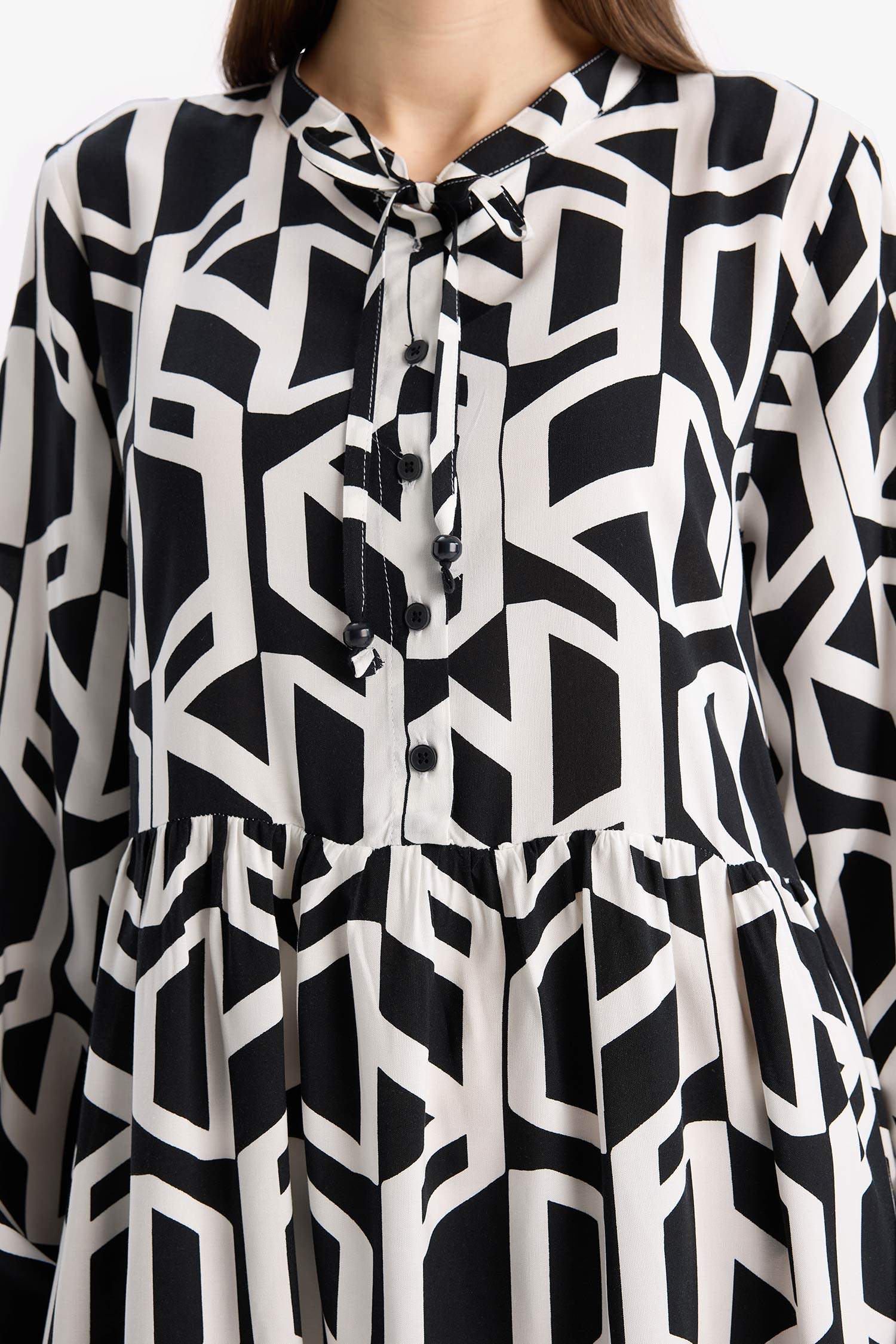 Crew Neck Printed Viscose Dress