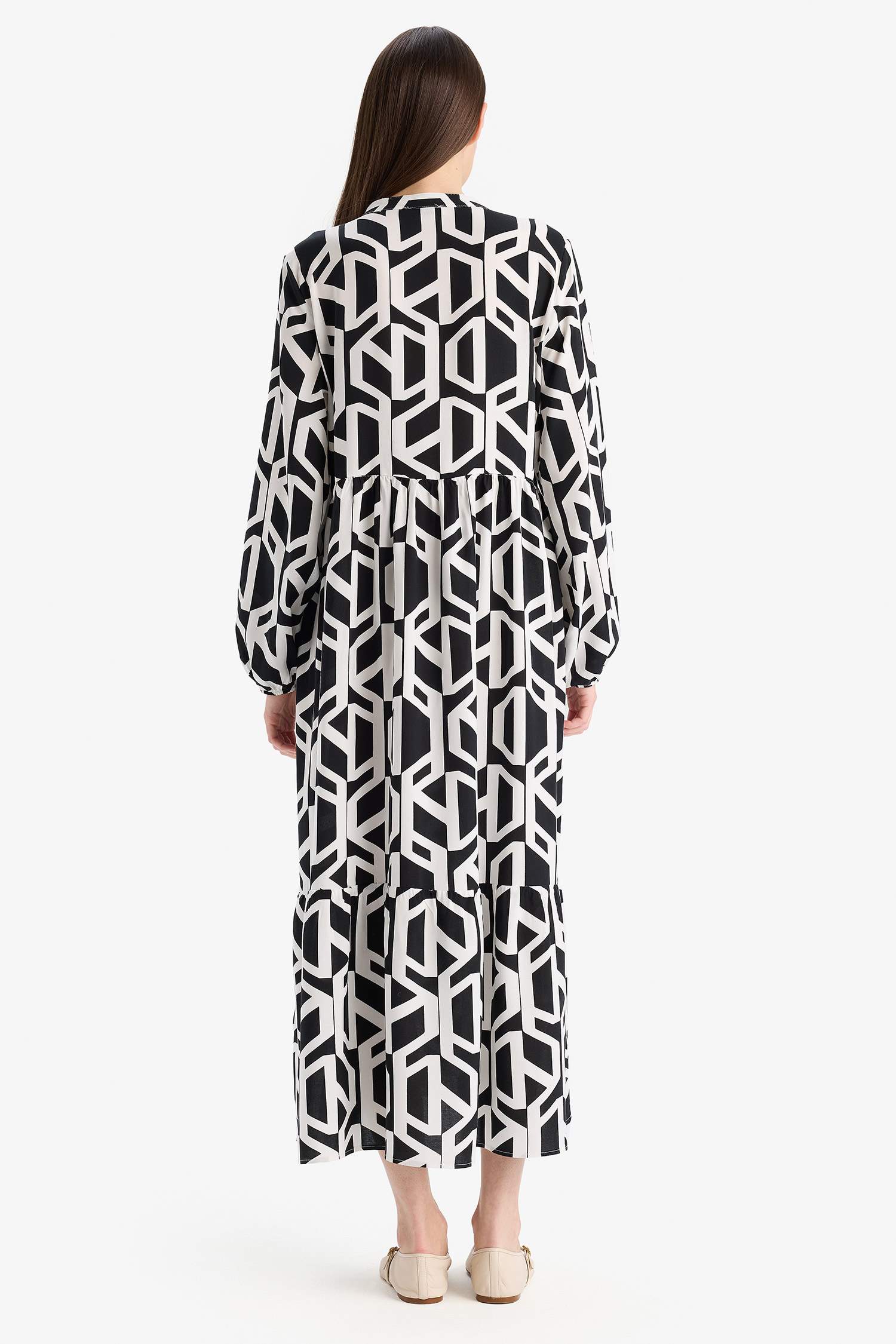 Crew Neck Printed Viscose Dress