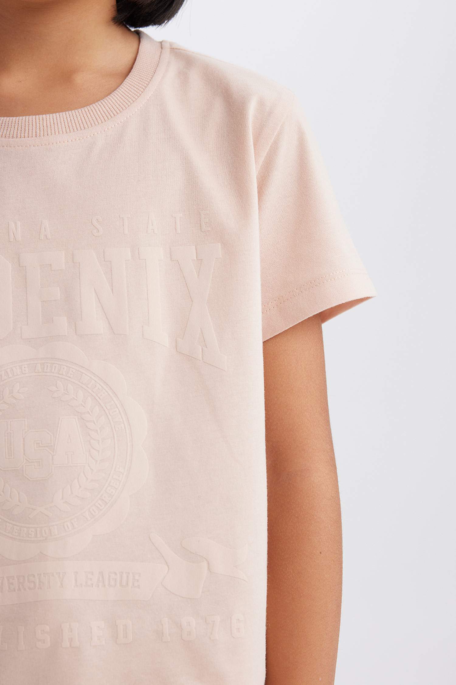 Girl Crew Neck Printed Short Sleeve T-Shirt