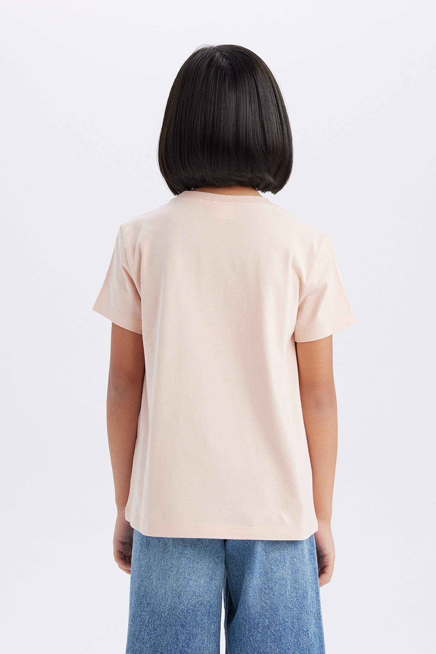 Girl Crew Neck Printed Short Sleeve T-Shirt