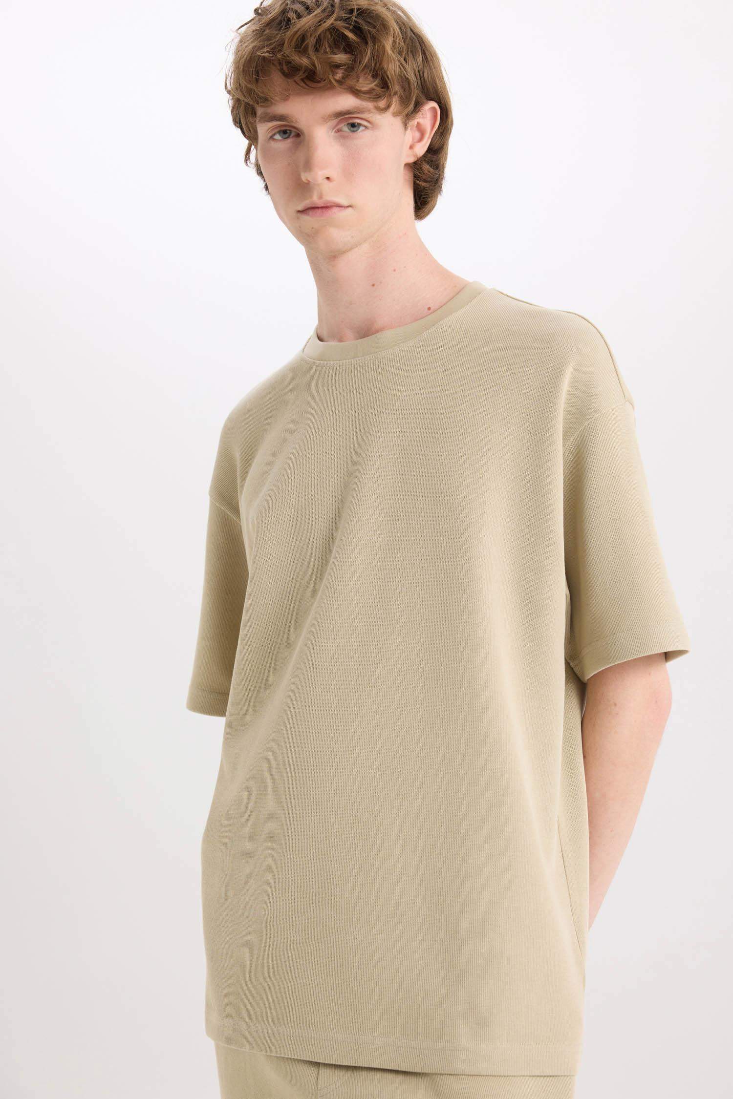 Cotton Boxy Fit Crew Neck Short Sleeve T-Shirt