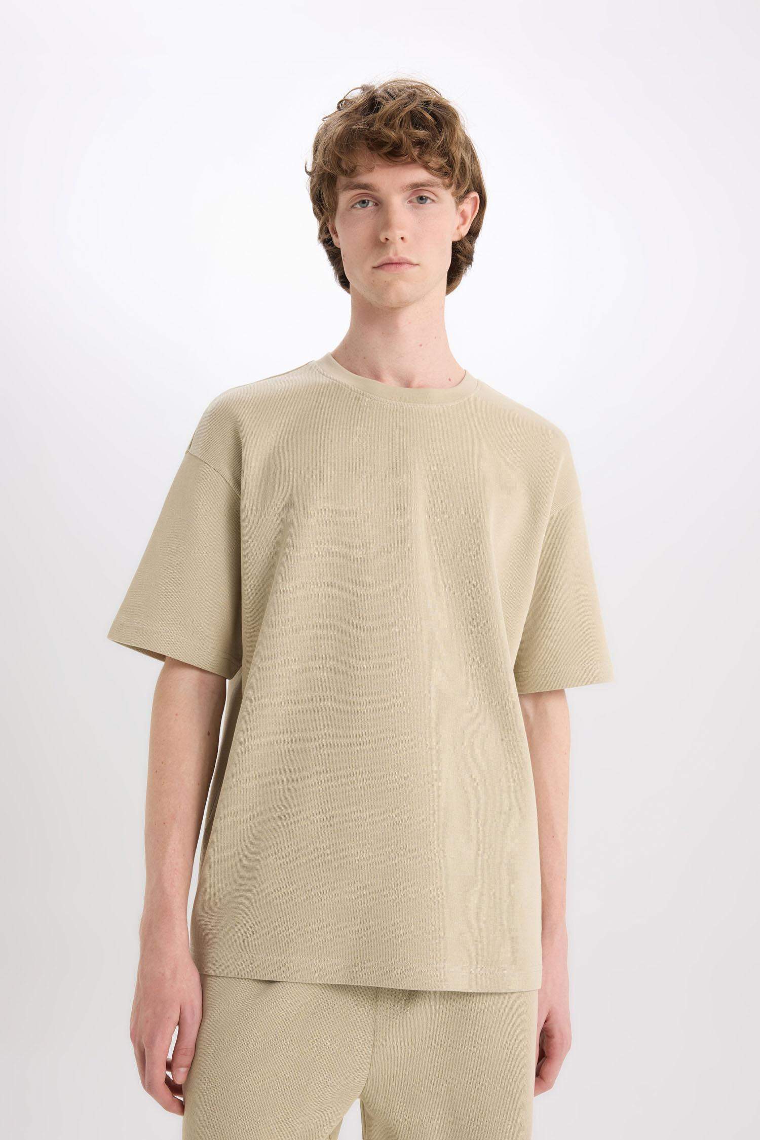 Cotton Boxy Fit Crew Neck Short Sleeve T-Shirt