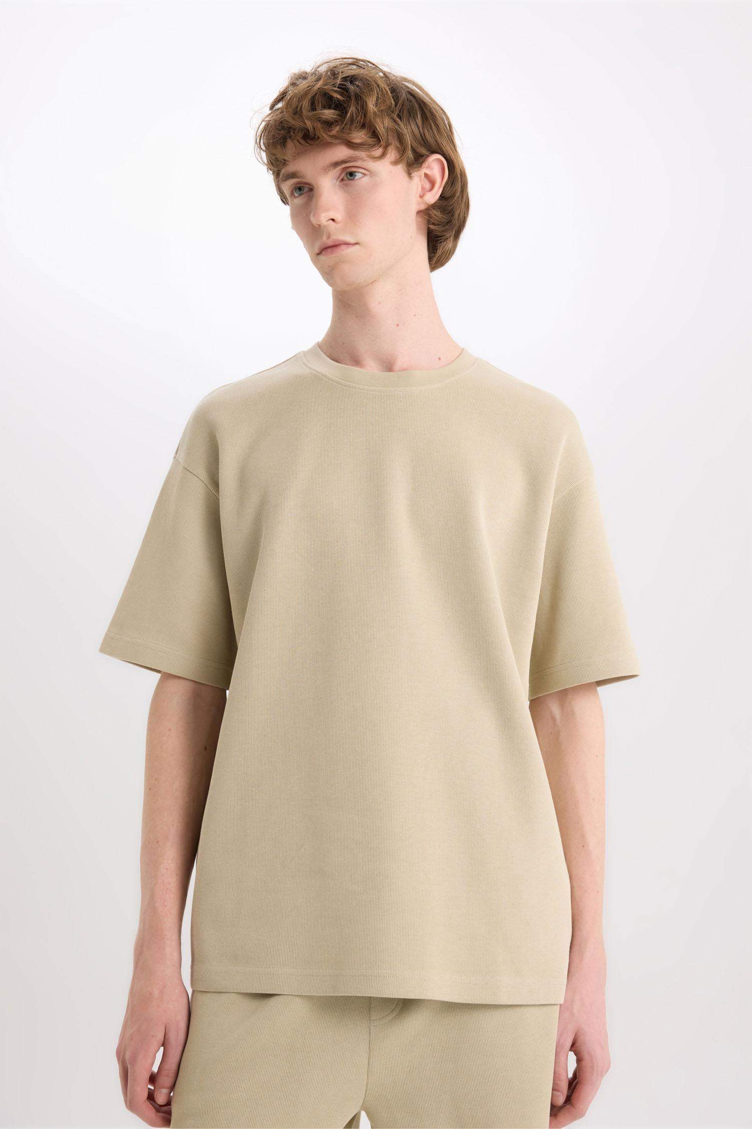 Cotton Boxy Fit Crew Neck Short Sleeve T-Shirt