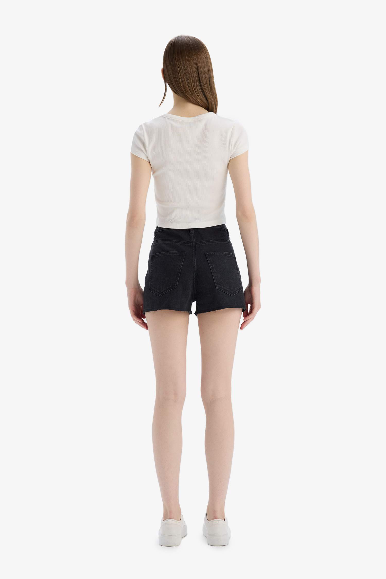 Denim Normal Waist Short Leg Shorts