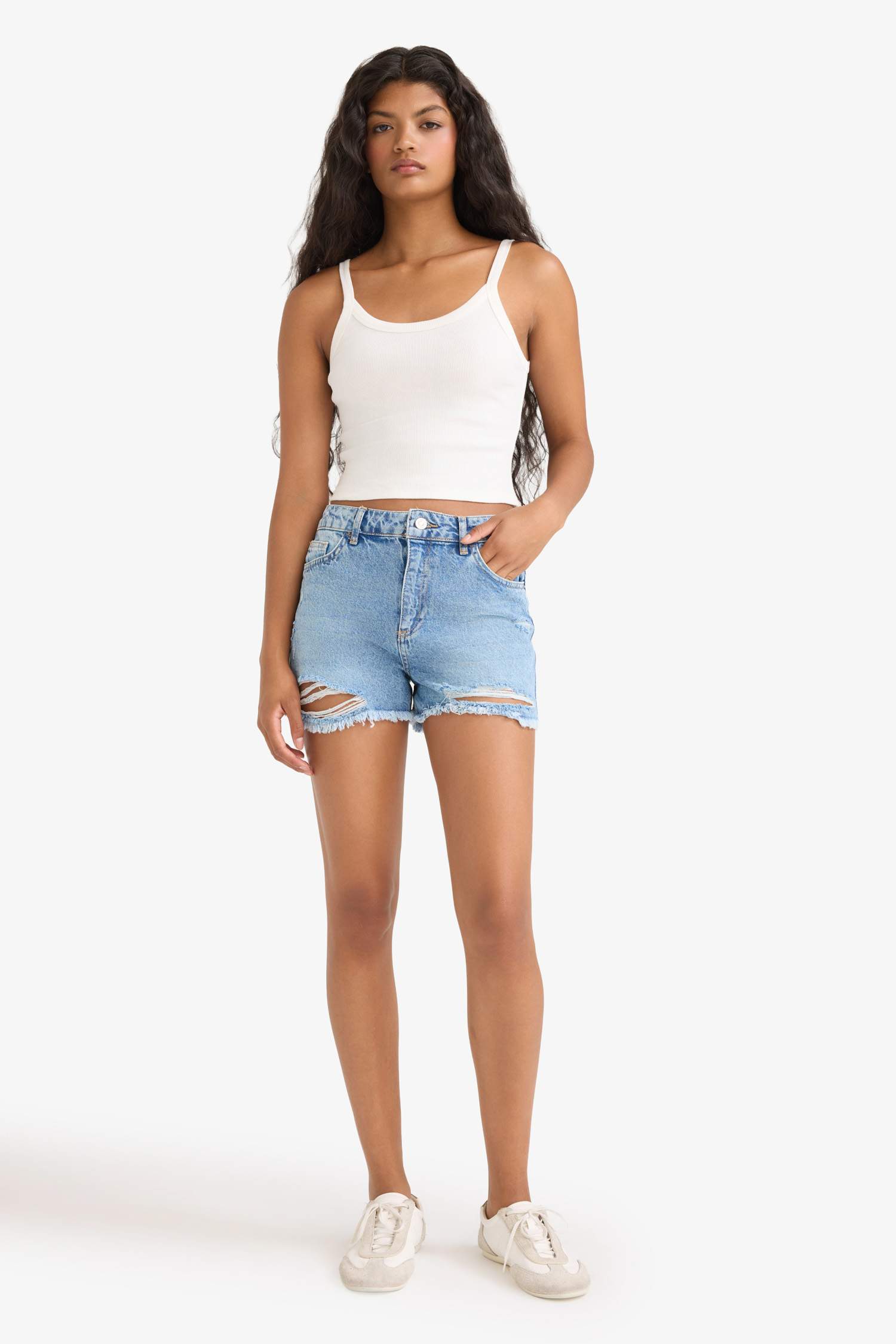 Short en jean taille haute